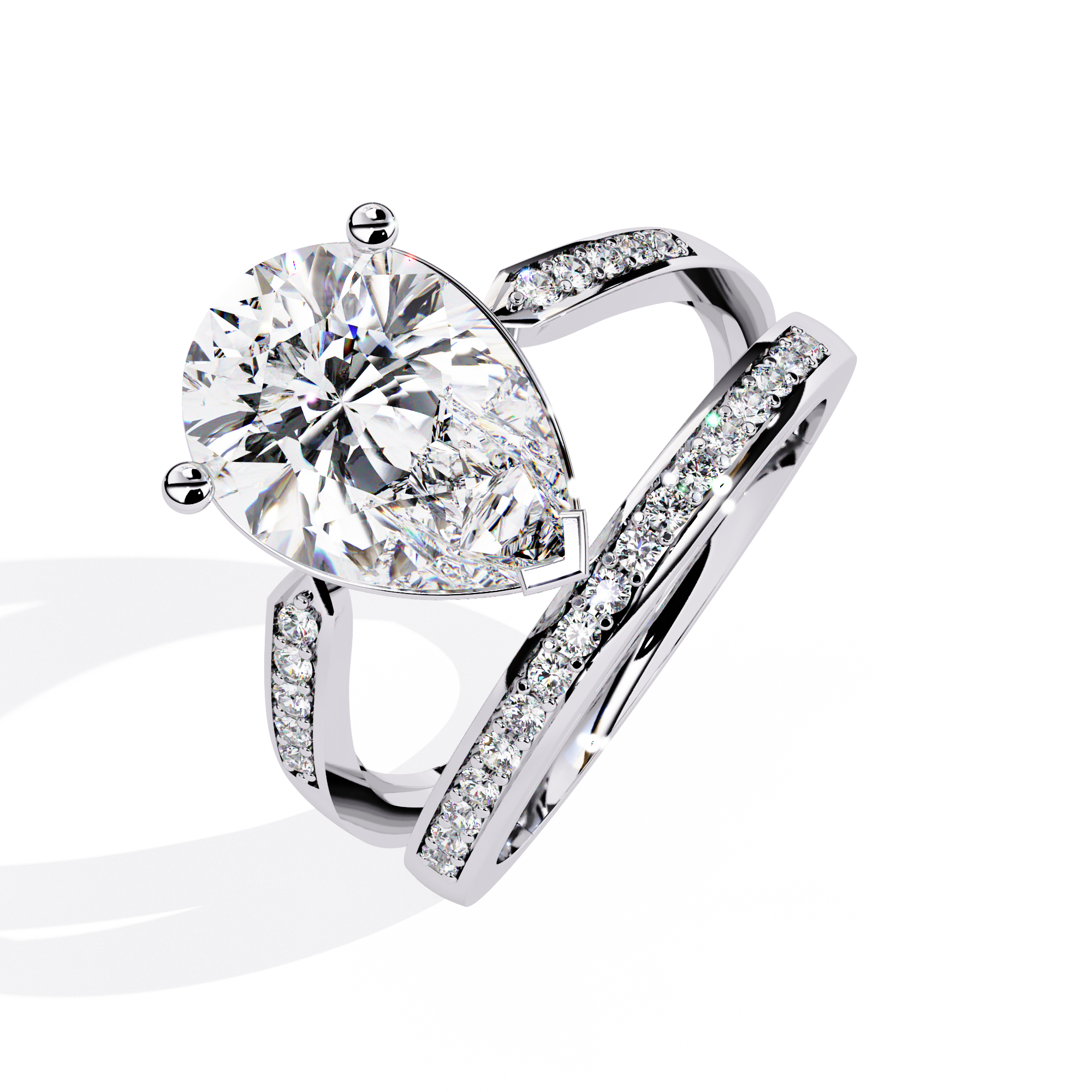 Mode | Classic Pear solitaire with small round diamond ring