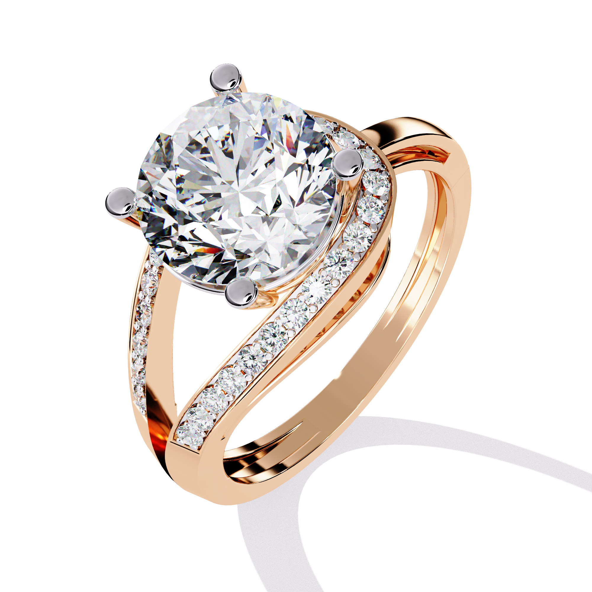 Amara | Oval-shaped Diamond with Curvy Halo Band Ring