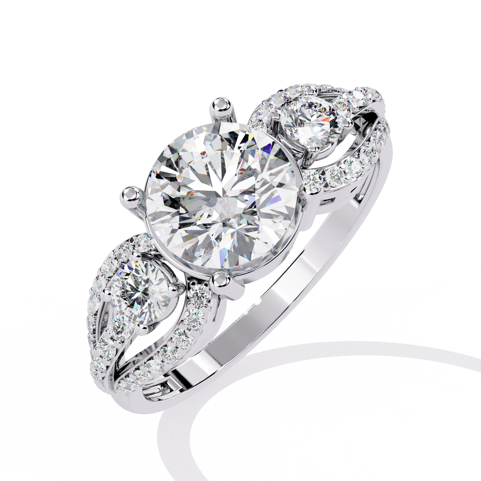 Mode | Round-cut diamond ring with side accents