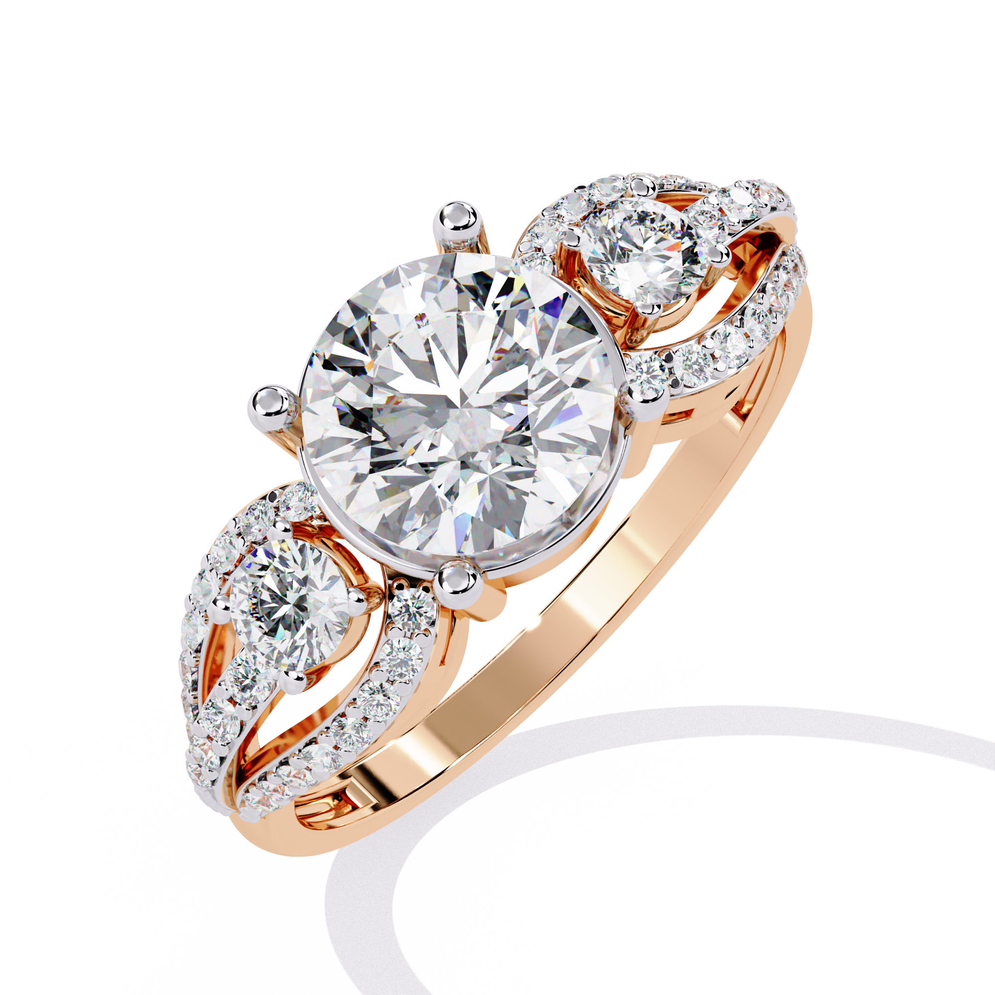 Mode | Round-cut diamond ring with side accents
