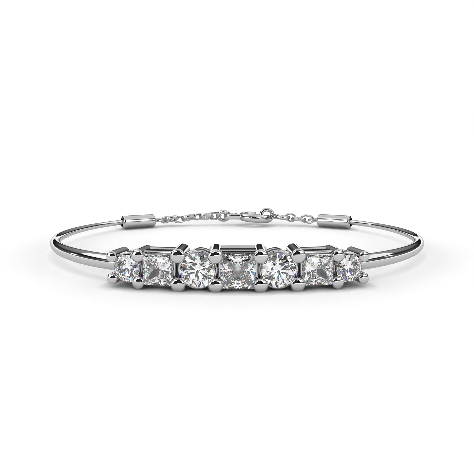 Anek | Mixed Diamond Bar Bracelet with Elegant Chain