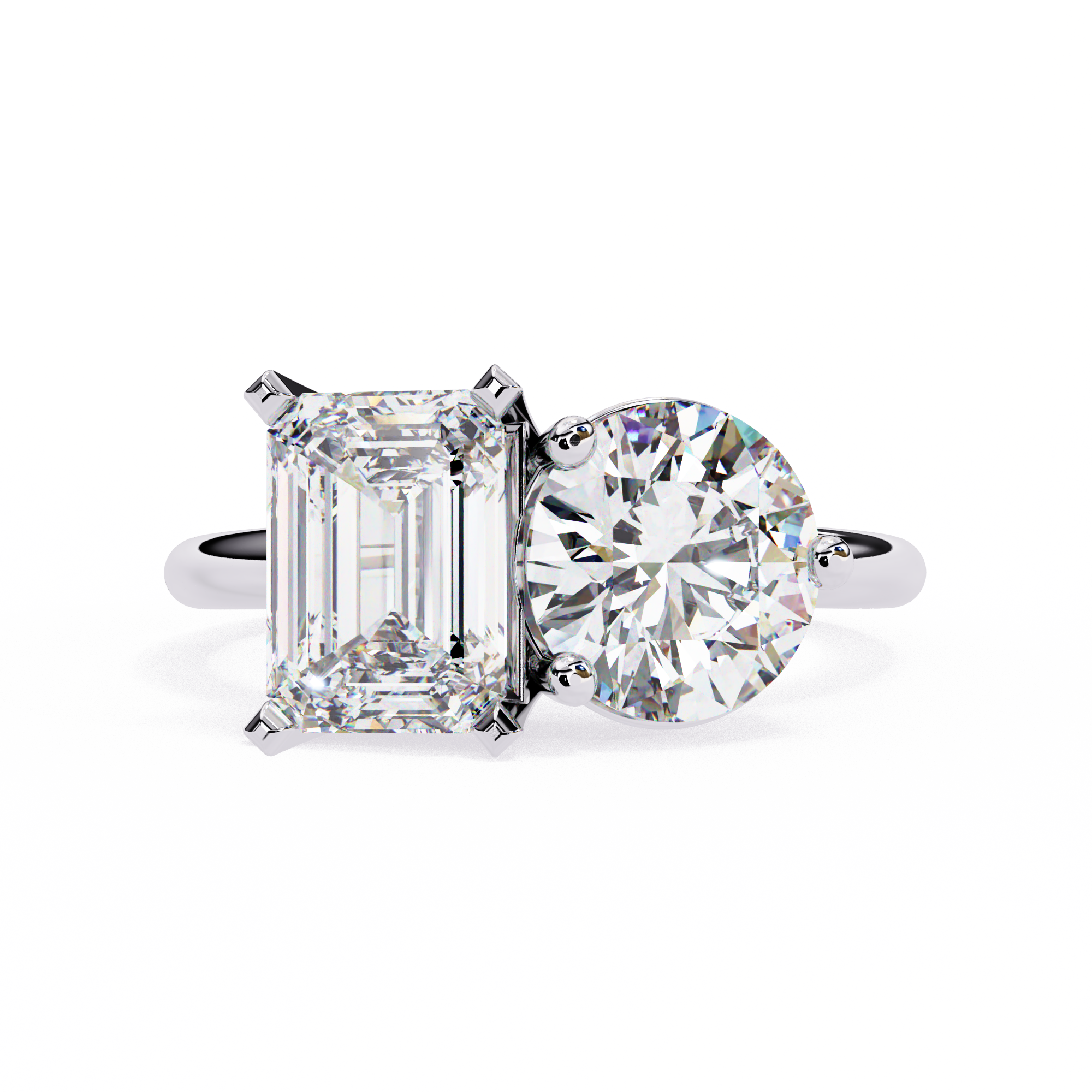 Toi-et-Moi |  Round and Emerald Diamond Ring