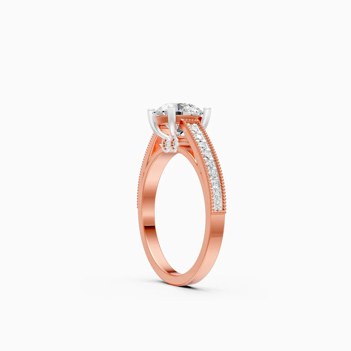 ��Amara | Round Lab Grown Diamond Solitaire with Side-Stones Ring�� Rings VD_AYN��- Lab Grown Diamonds Jewellery