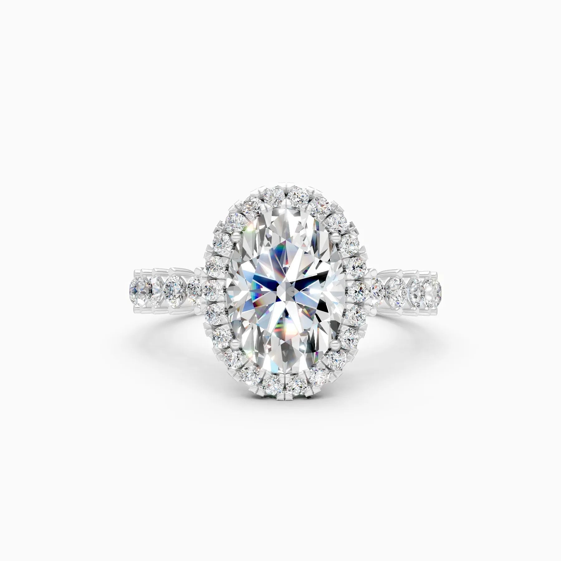 ��Mira | Oval Sollitaire with Halo and Pave Ring�� Rings VD_AYN��- Lab Grown Diamonds Jewellery