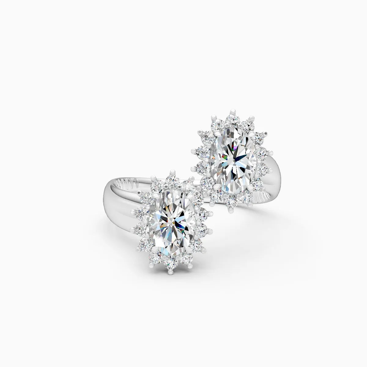 ��Sol | Oval Lab Grown Diamond with Halo Open Ring�� Rings VD_AYN��- Lab Grown Diamonds Jewellery