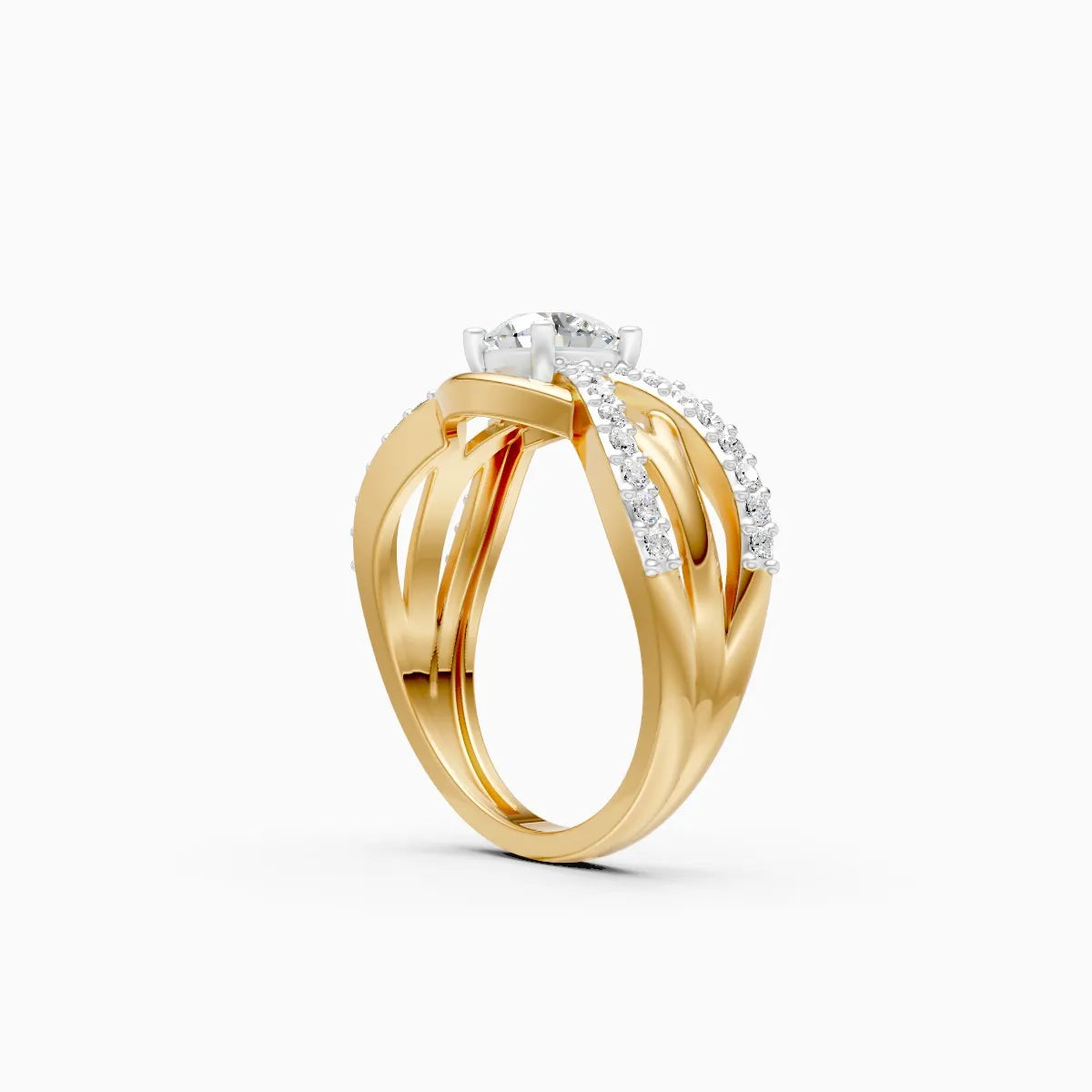 ��Foreva | Round Solitaire Criss-Cross Ring�� Rings VD_AYN��- Lab Grown Diamonds Jewellery