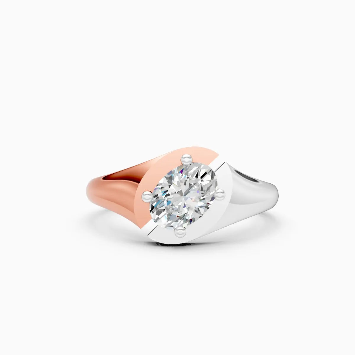��Amora | Two-Tone Oval Solitaire Bypass Ring�� Rings VD_AYN��- Lab Grown Diamonds Jewellery