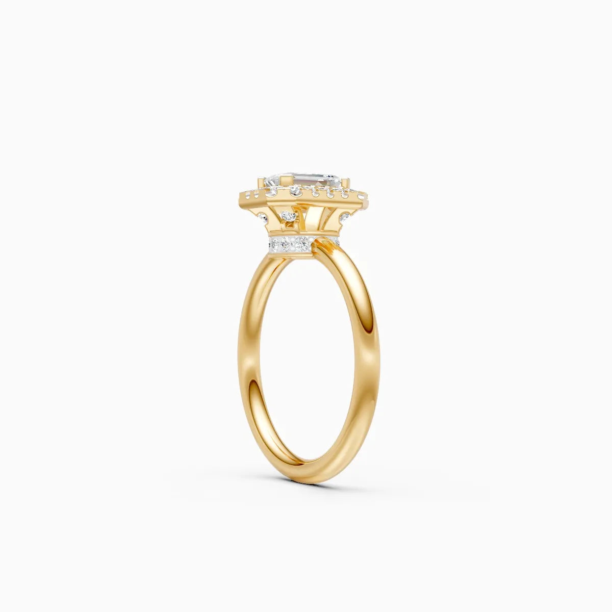 ��Mira | Emerald Solitaire with Round Lab Grown Diamonds Halo Ring�� Rings VD_AYN��- Lab Grown Diamonds Jewellery