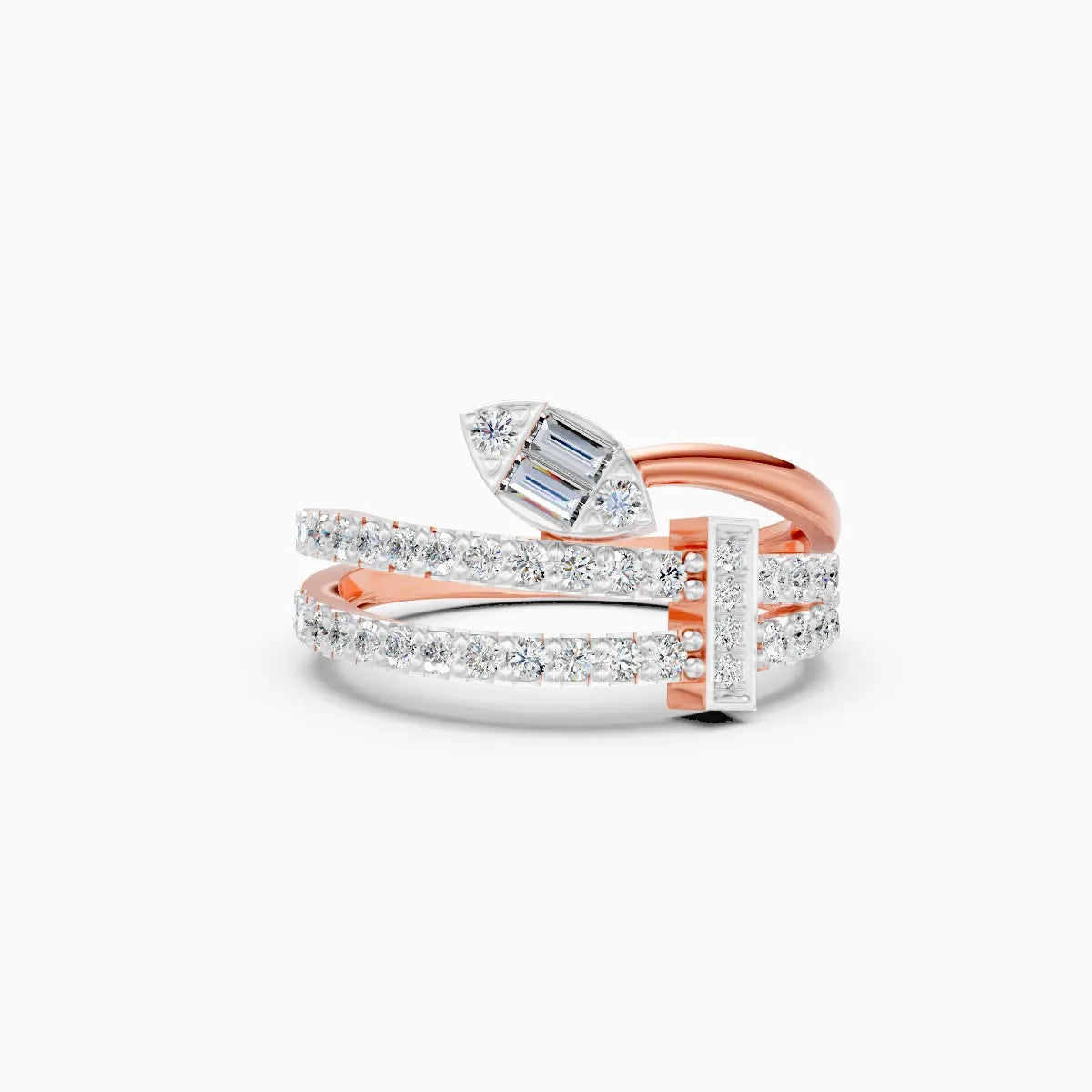 ��Laya | Round & Baguette Lab Grown Diamond Open Ring�� Rings VD_AYN��- Lab Grown Diamonds Jewellery