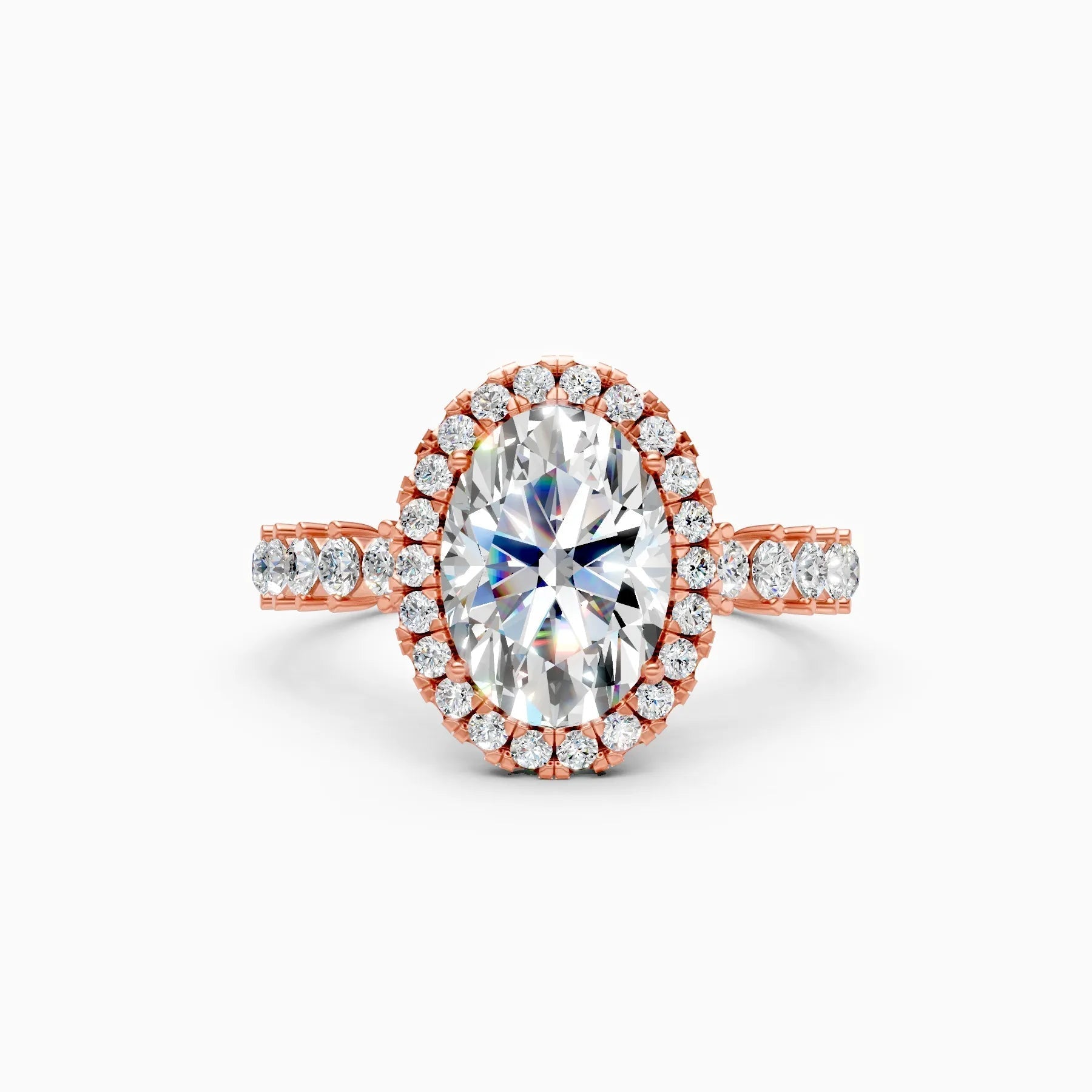 ��Mira | Oval Sollitaire with Halo and Pave Ring�� Rings VD_AYN��- Lab Grown Diamonds Jewellery