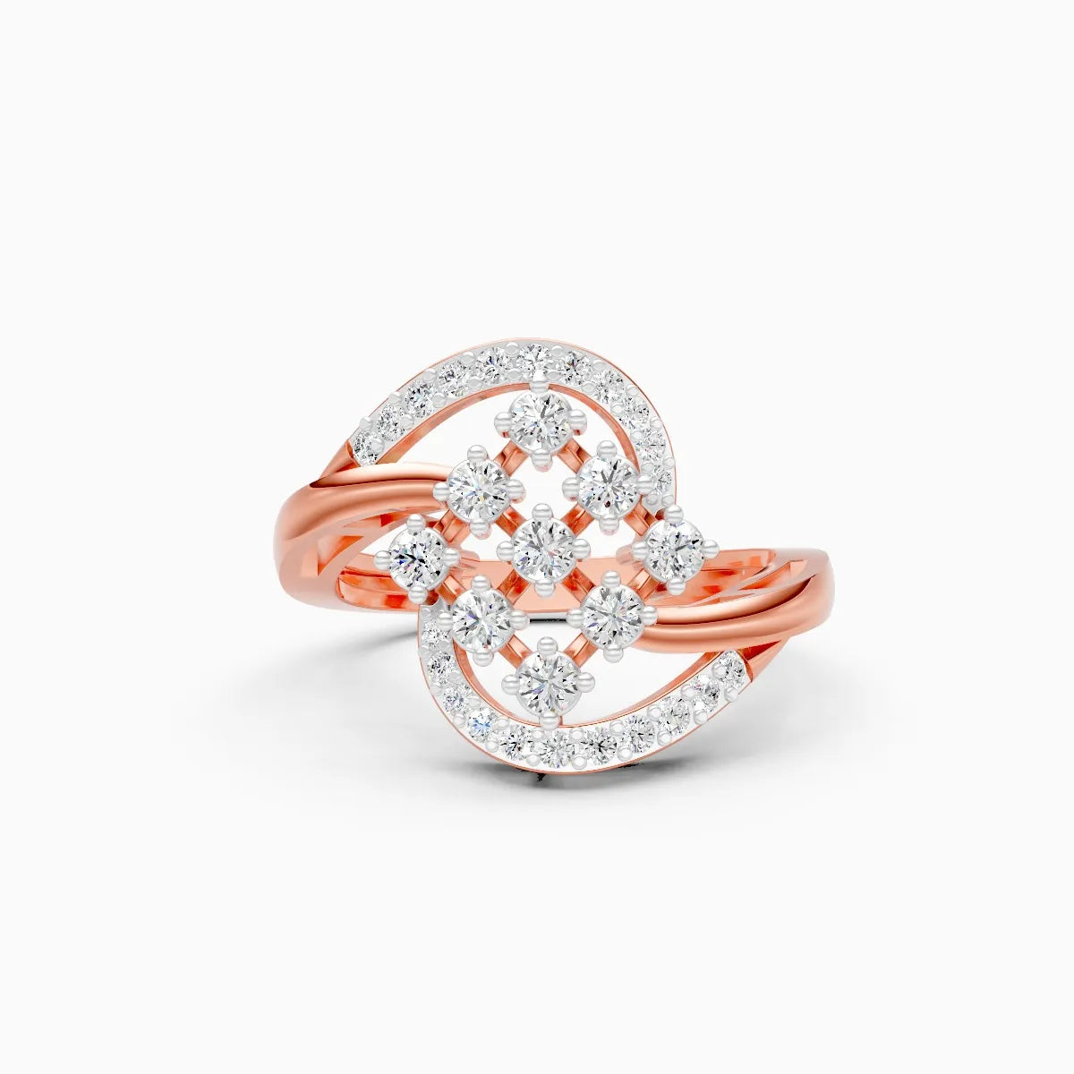 ��Celestia | Round Lab Grown Diamond Lattice Design Ring�� Rings VD_AYN��- Lab Grown Diamonds Jewellery