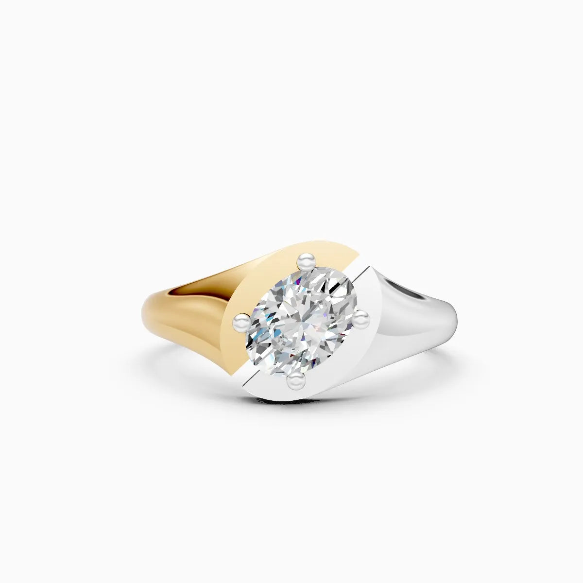��Amora | Two-Tone Oval Solitaire Bypass Ring�� Rings VD_AYN��- Lab Grown Diamonds Jewellery