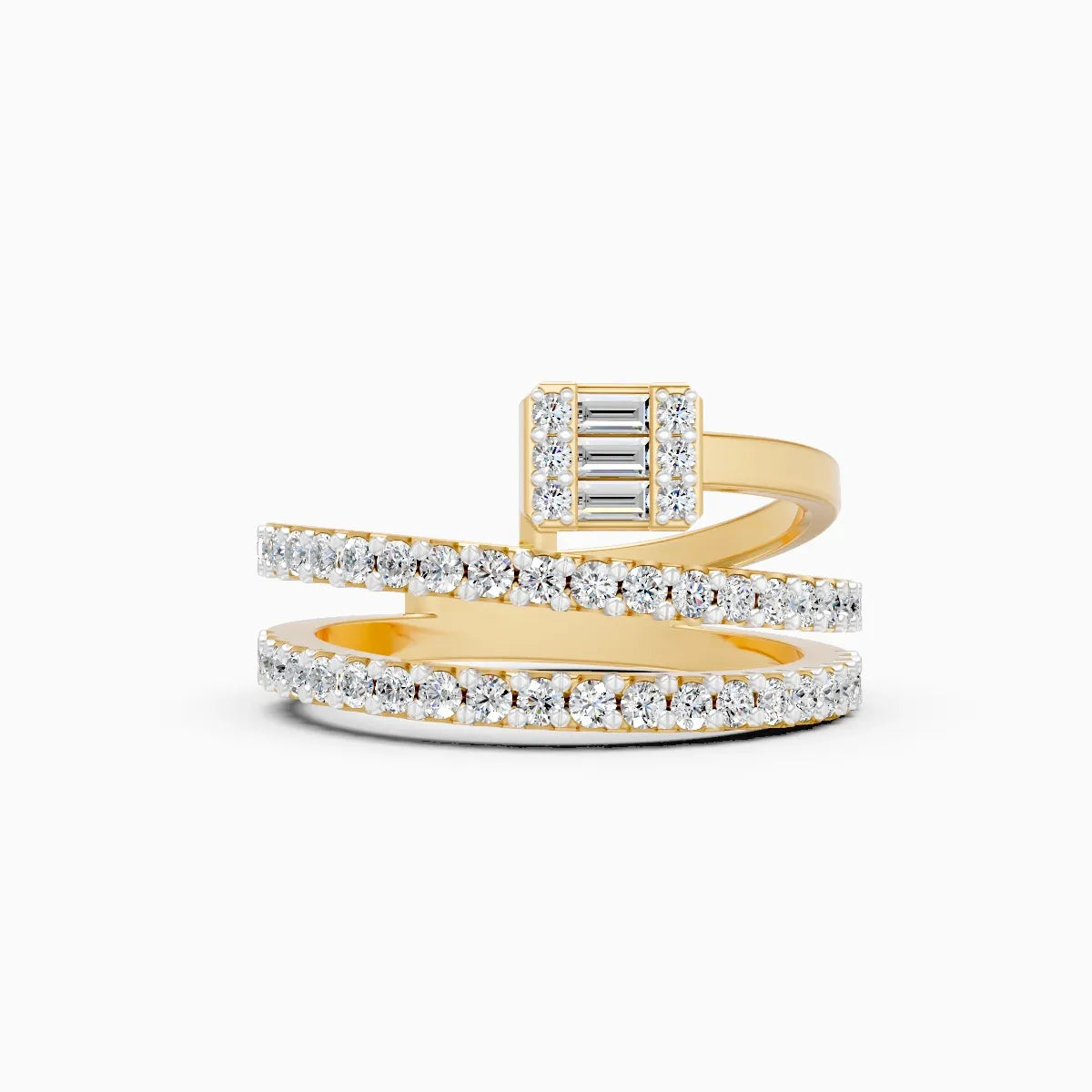 ��Laya | Round & Baguette Lab Grown Diamonds Split Band Ring�� Rings VD_AYN��- Lab Grown Diamonds Jewellery