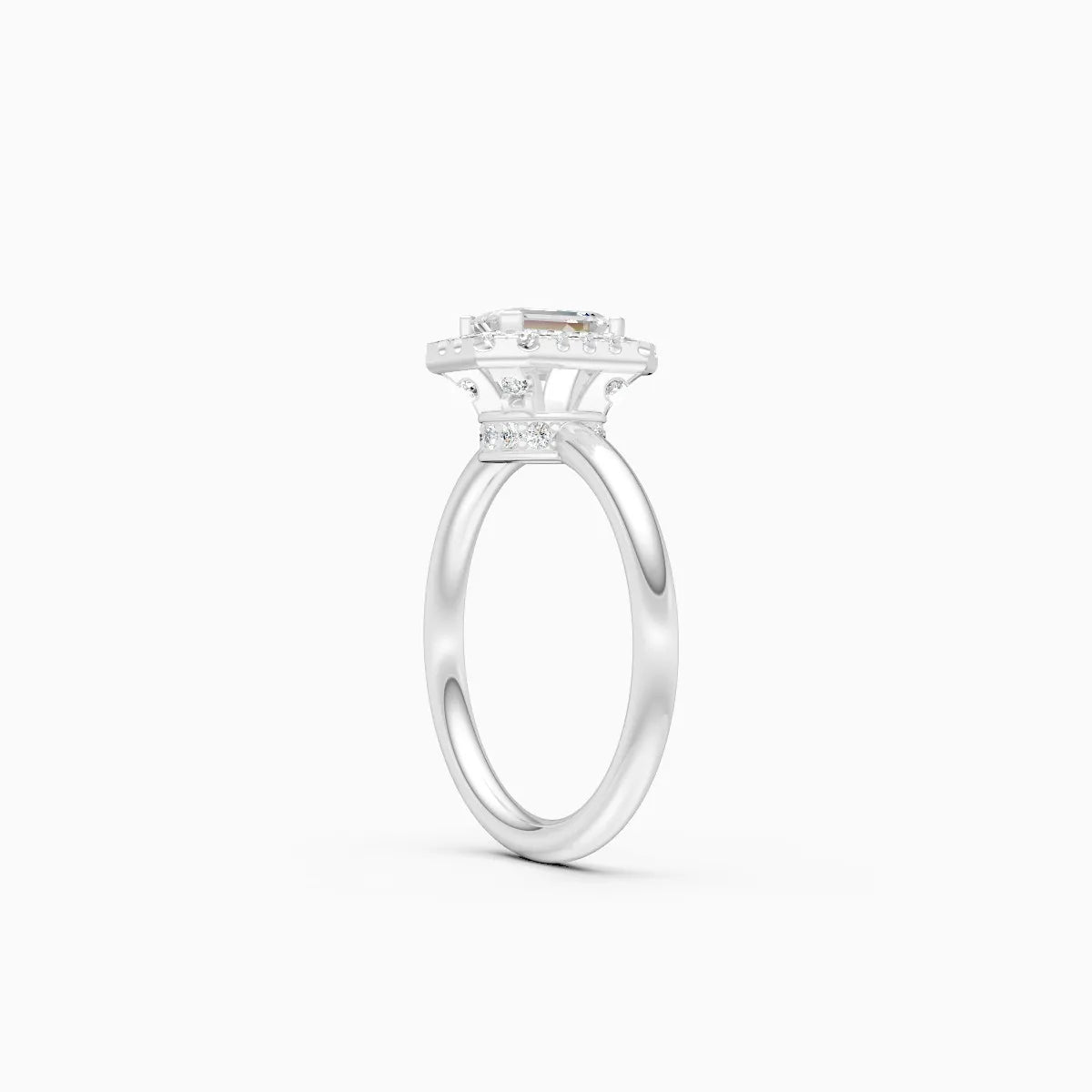 ��Mira | Emerald Solitaire with Round Lab Grown Diamonds Halo Ring�� Rings VD_AYN��- Lab Grown Diamonds Jewellery