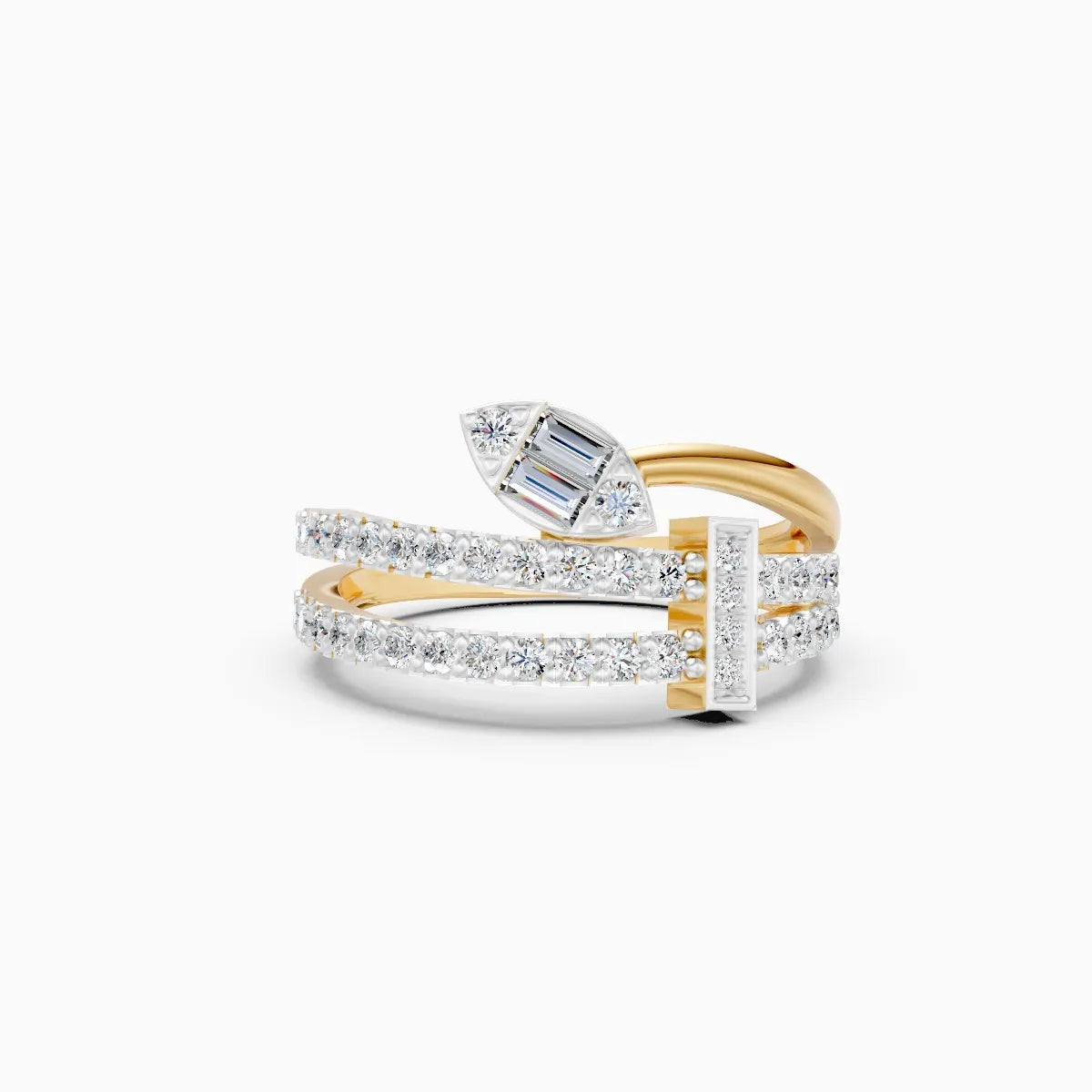 ��Laya | Round & Baguette Lab Grown Diamond Open Ring�� Rings VD_AYN��- Lab Grown Diamonds Jewellery