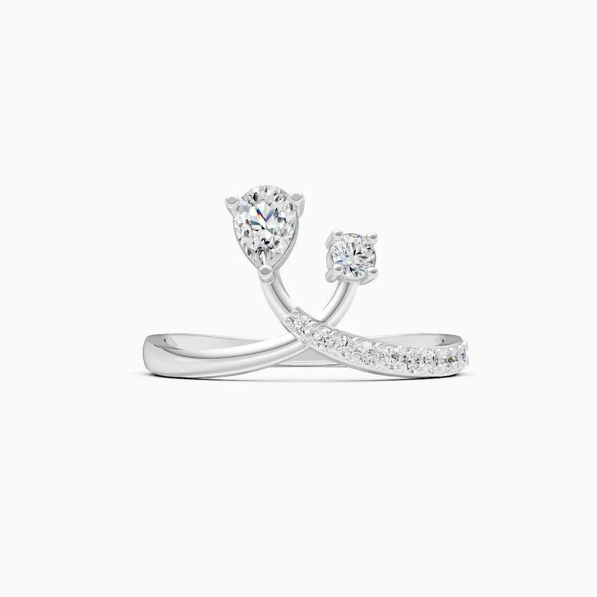 ��Mode | Round & Pear Lab Grown Diamond Criss-Cross Ring�� Rings VD_AYN��- Lab Grown Diamonds Jewellery