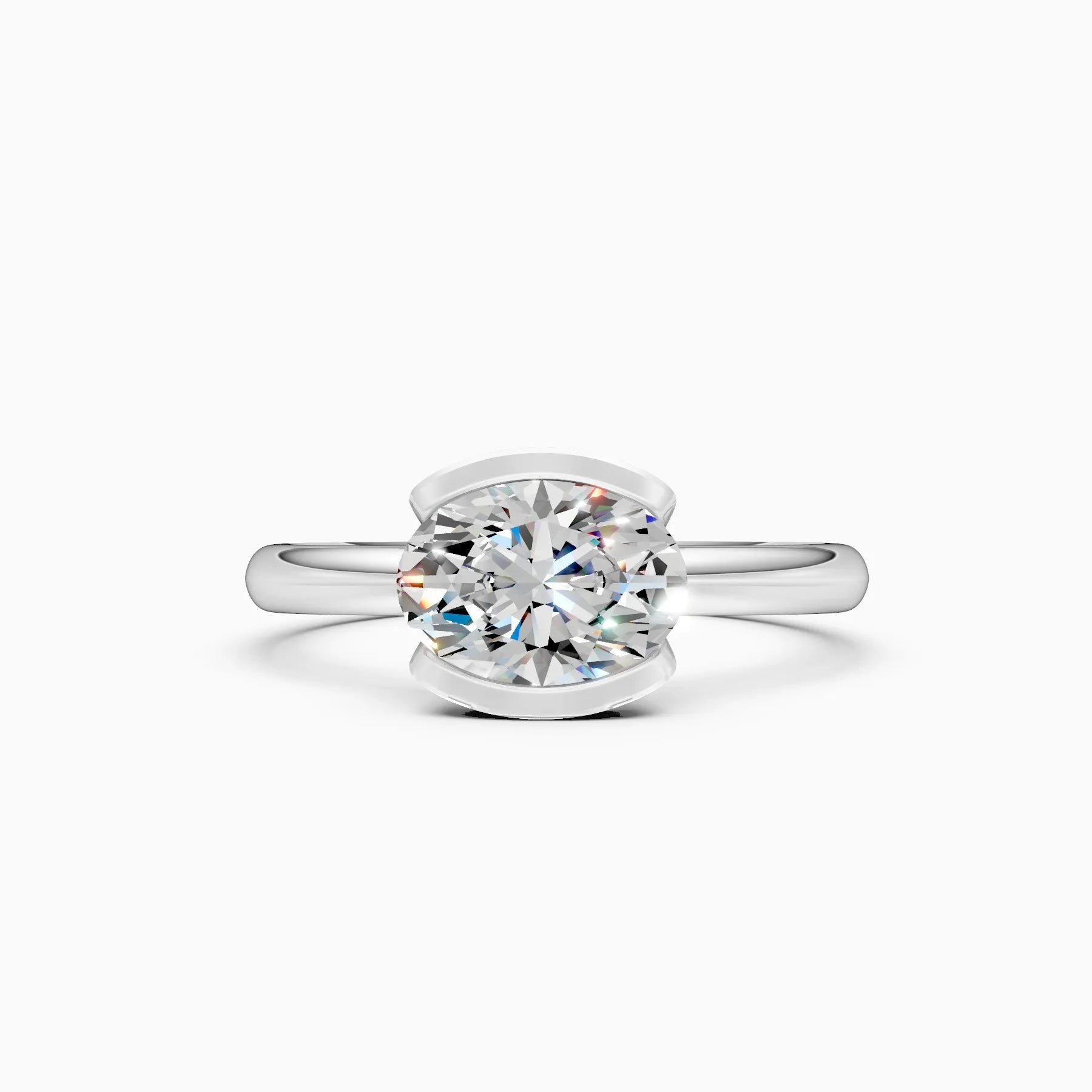 ��Amora | Oval Solitaire Half Bezel Ring�� Rings VD_AYN��- Lab Grown Diamonds Jewellery