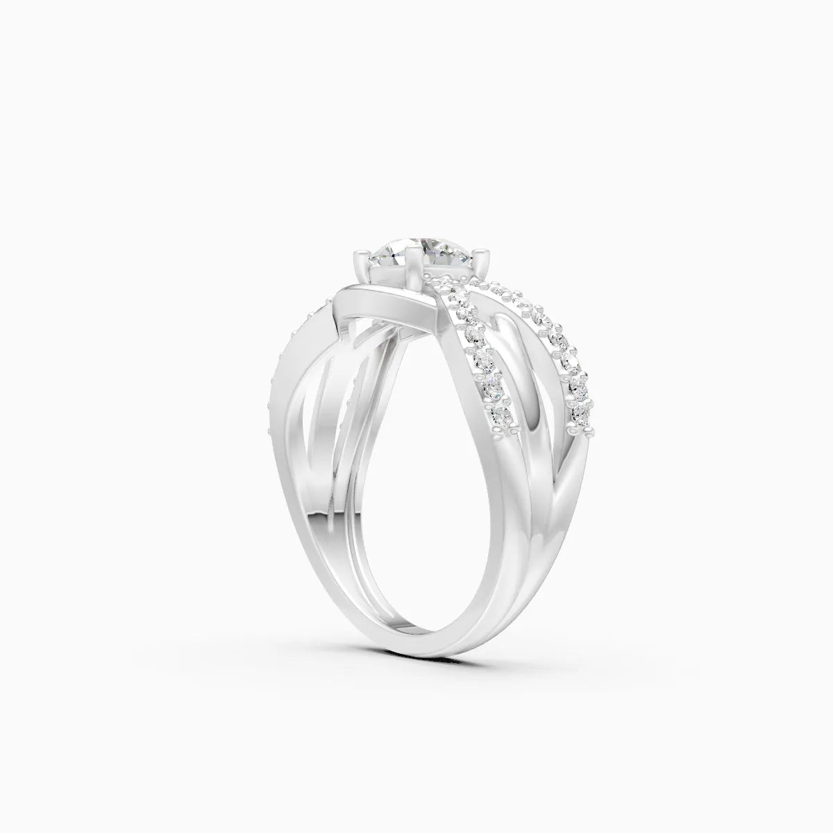��Foreva | Round Solitaire Criss-Cross Ring�� Rings VD_AYN��- Lab Grown Diamonds Jewellery