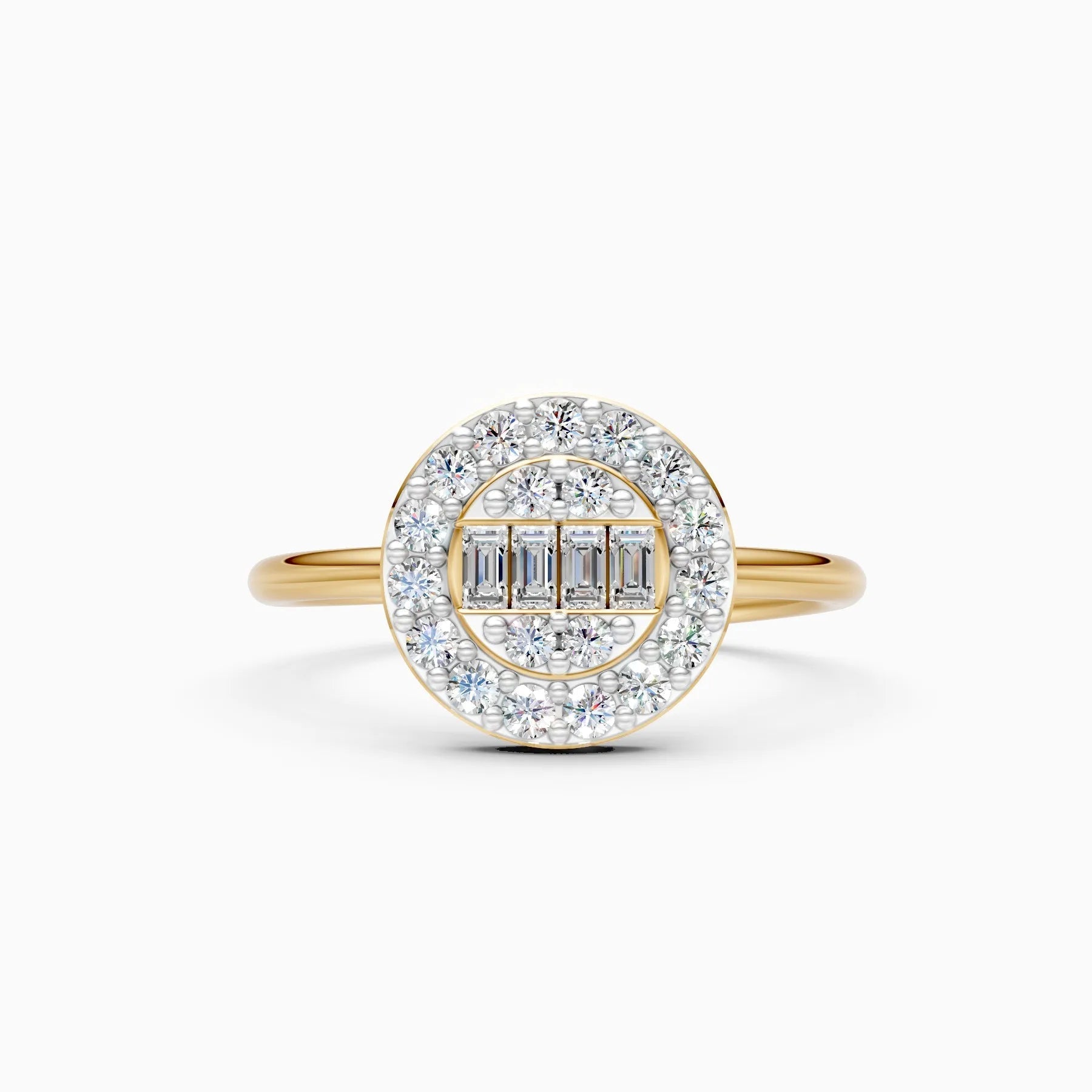 ��Sol | Round & Baguette Lab Grown Diamond Halo Ring�� Rings VD_AYN��- Lab Grown Diamonds Jewellery