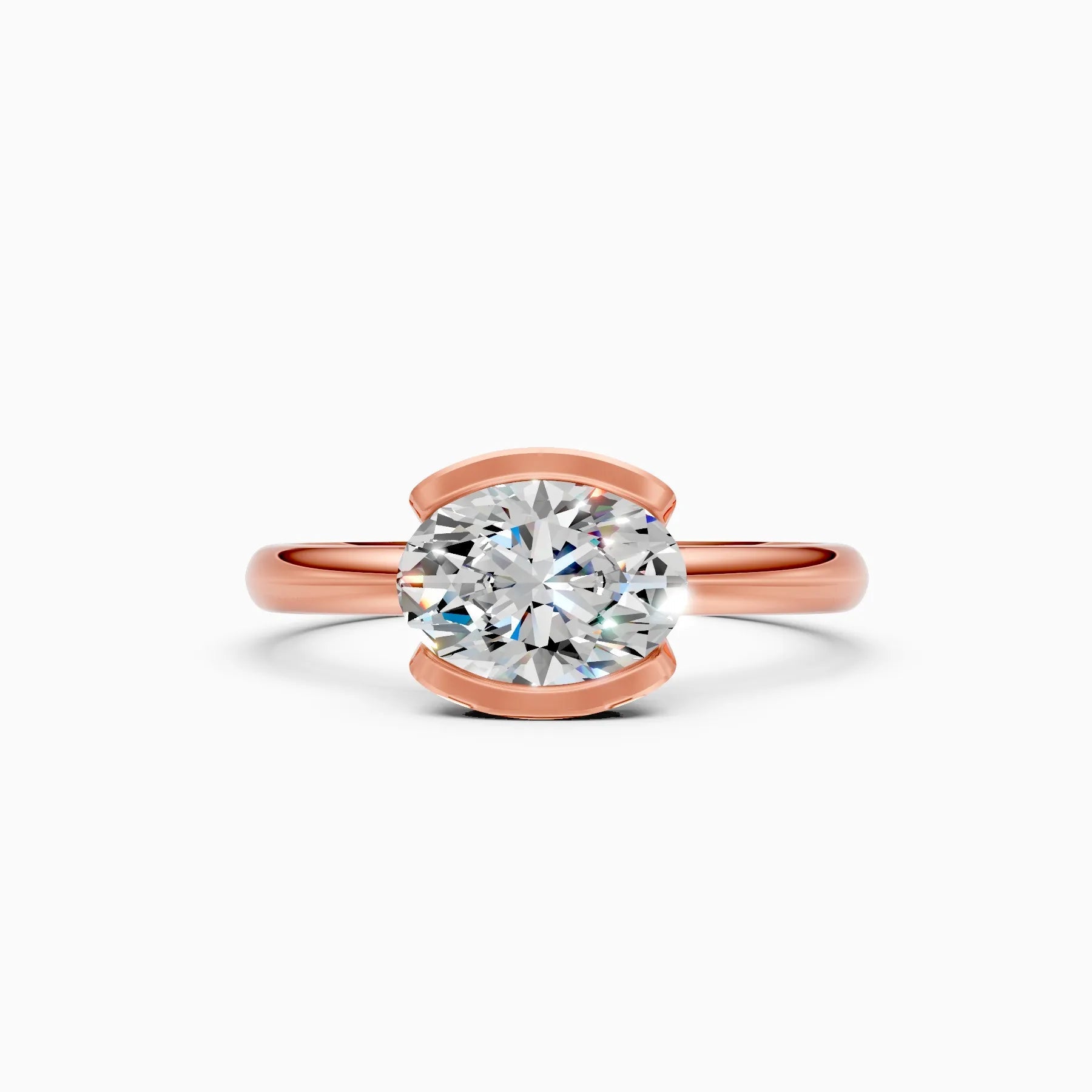 ��Amora | Oval Solitaire Half Bezel Ring�� Rings VD_AYN��- Lab Grown Diamonds Jewellery