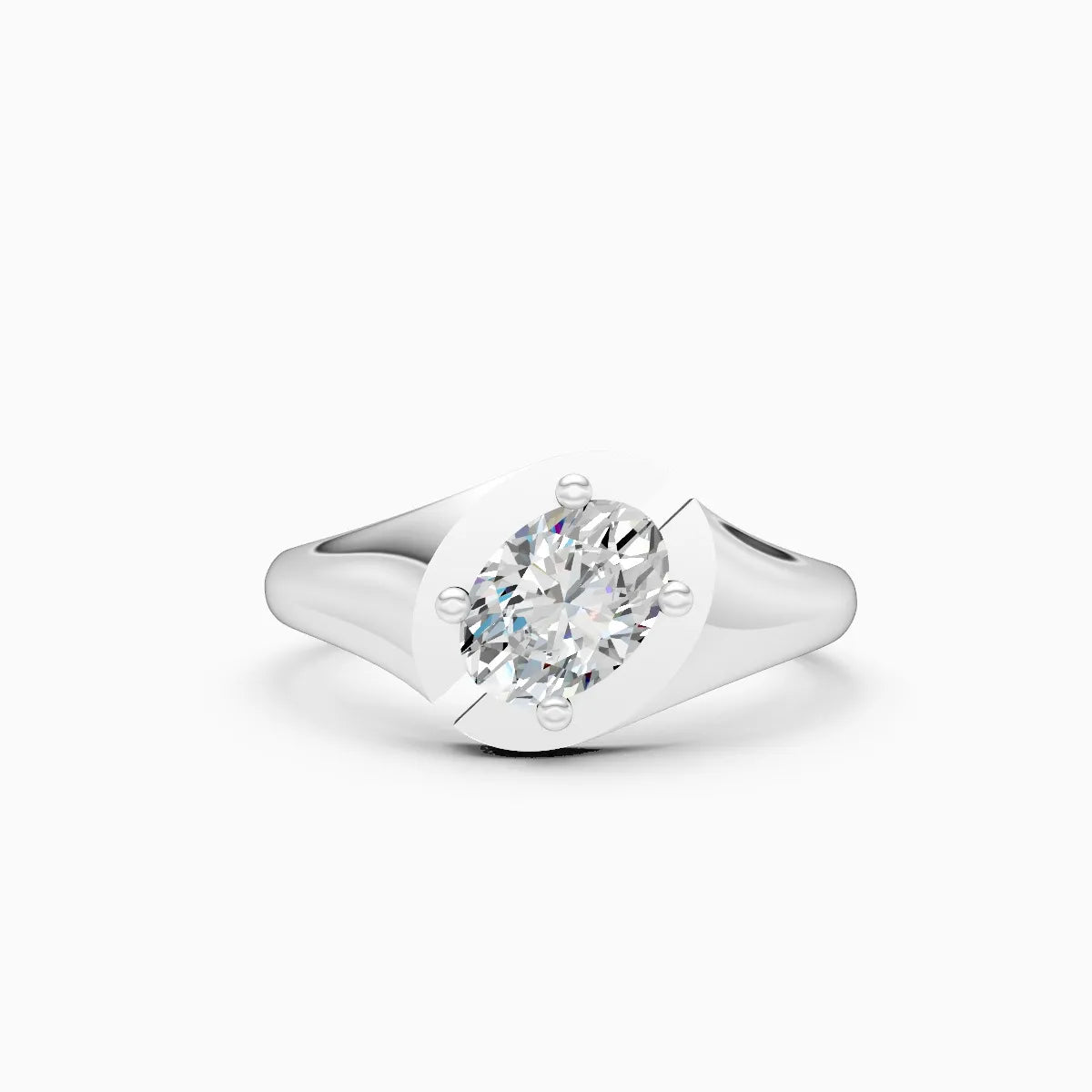 ��Amora | Two-Tone Oval Solitaire Bypass Ring�� Rings VD_AYN��- Lab Grown Diamonds Jewellery