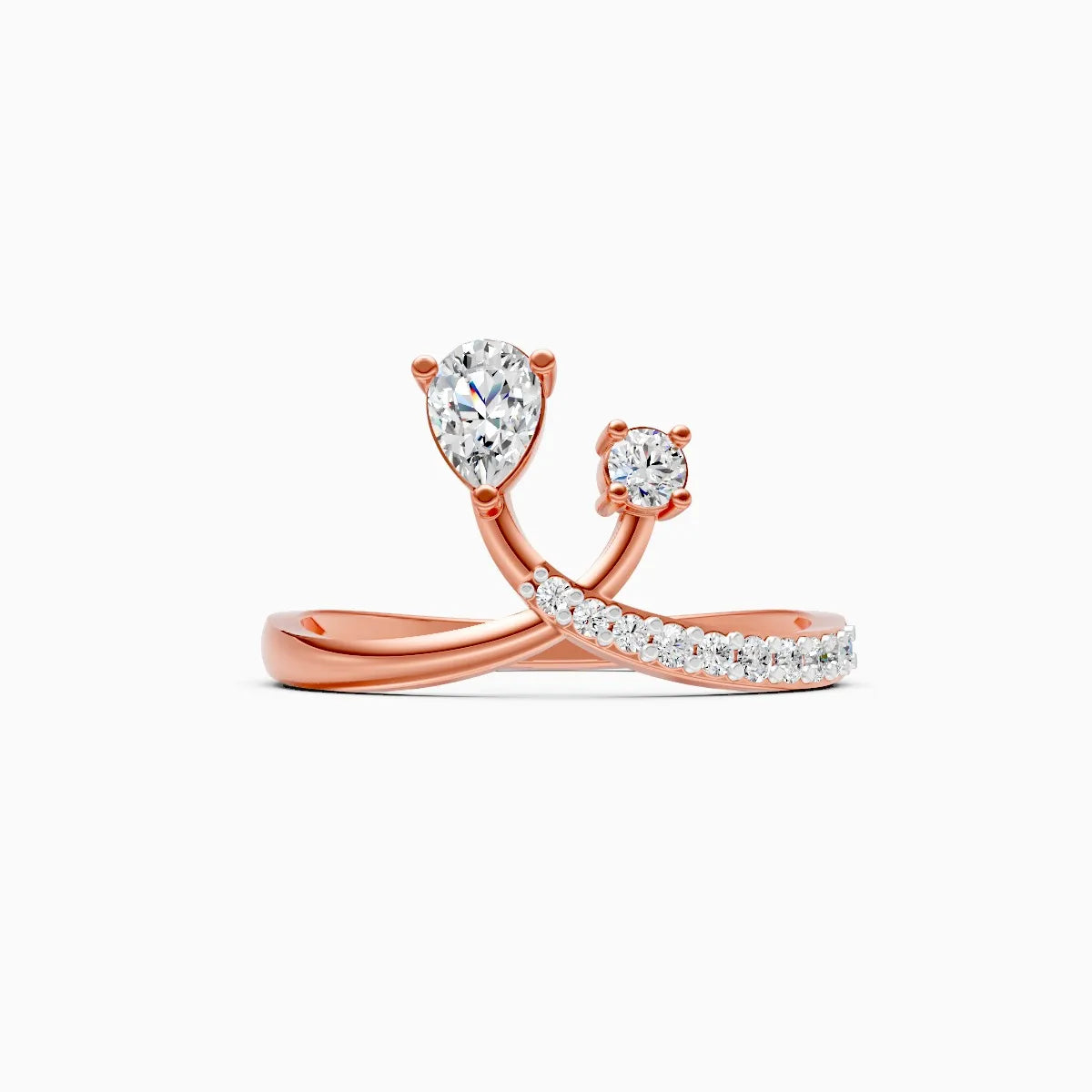 ��Mode | Round & Pear Lab Grown Diamond Criss-Cross Ring�� Rings VD_AYN��- Lab Grown Diamonds Jewellery