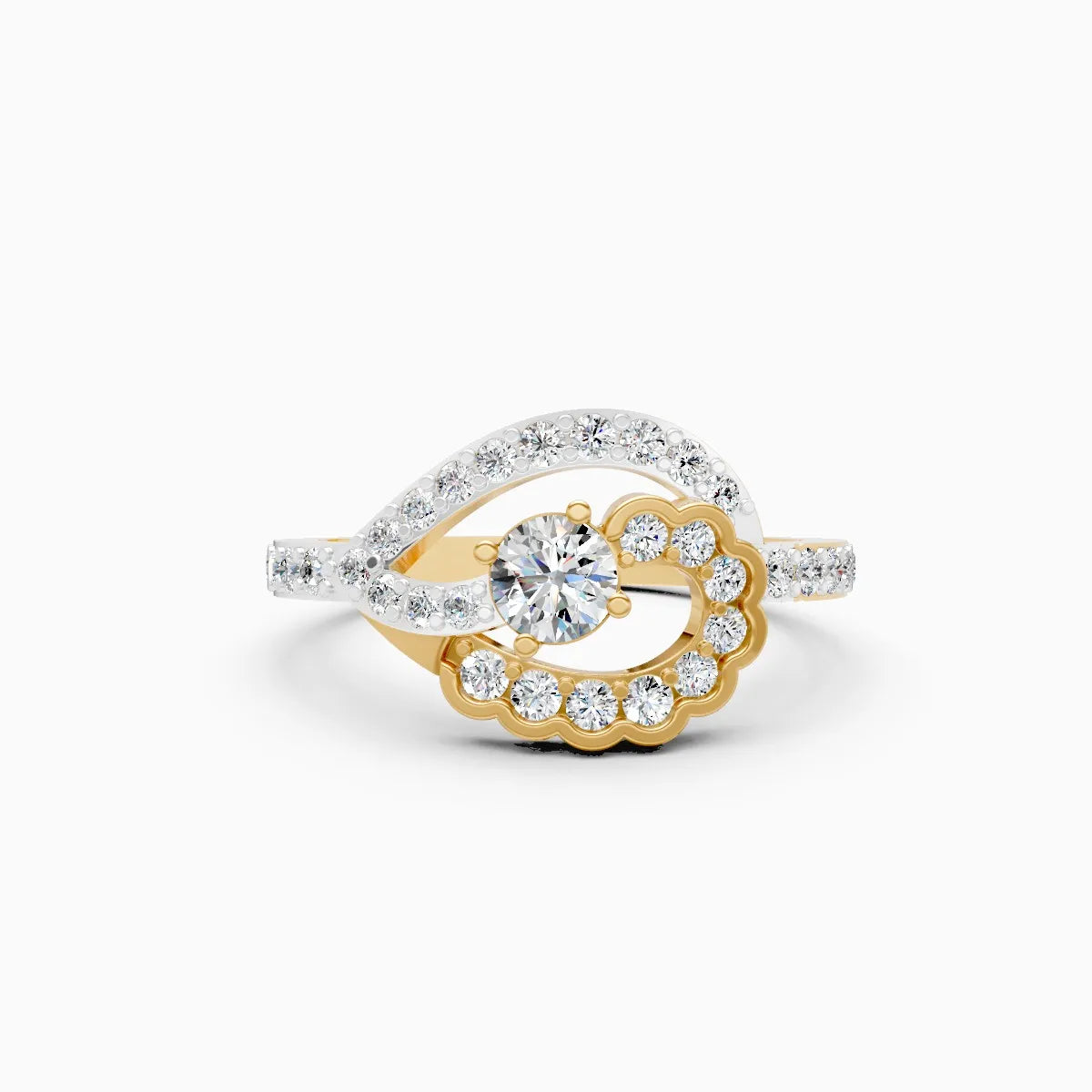 ��Mode | Round Diamond with Side Lab Grown Diamonds Twirl Ring�� Rings VD_AYN��- Lab Grown Diamonds Jewellery