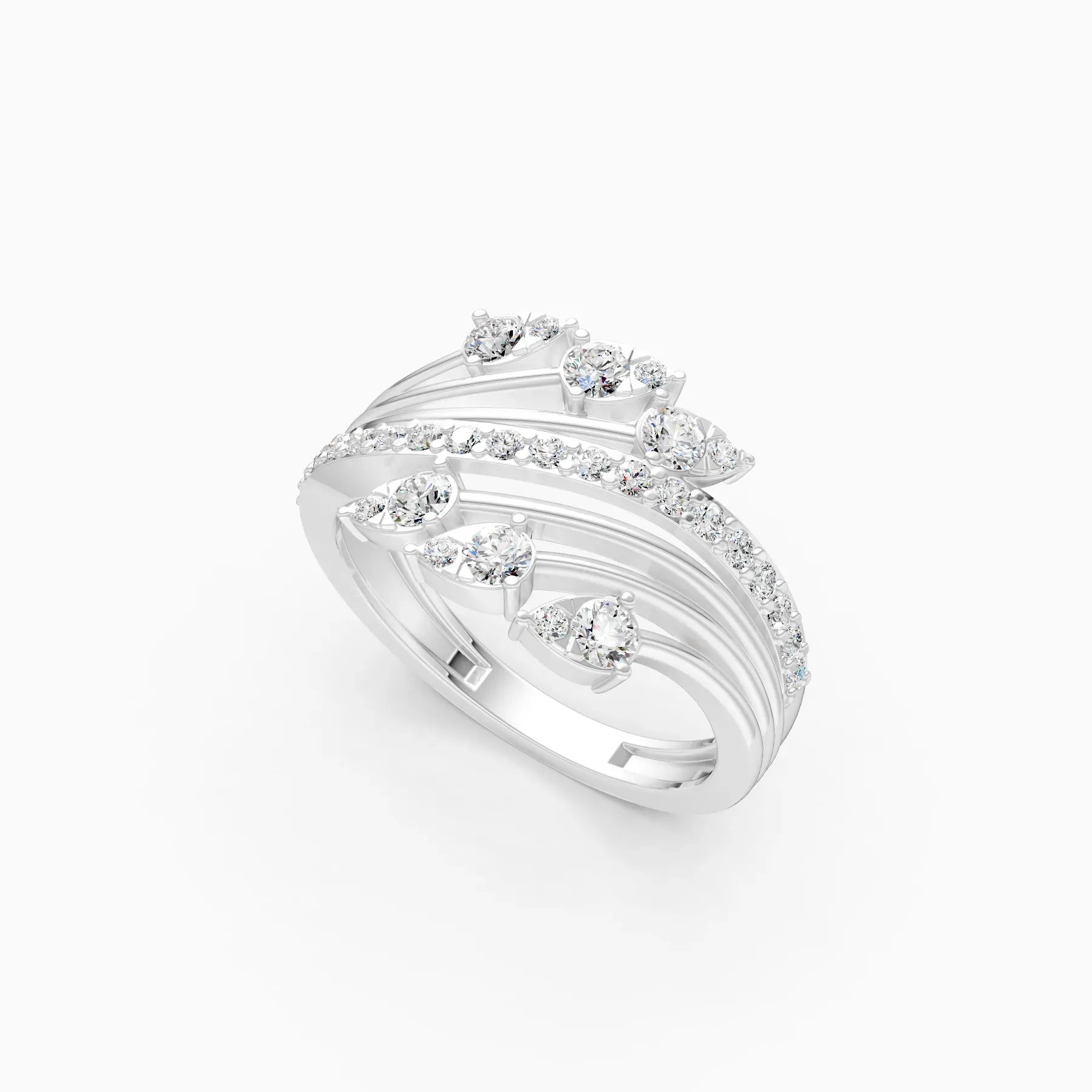 ��Flora | Round Lab Grown Diamond Leaf Design Ring�� Rings VD_AYN��- Lab Grown Diamonds Jewellery