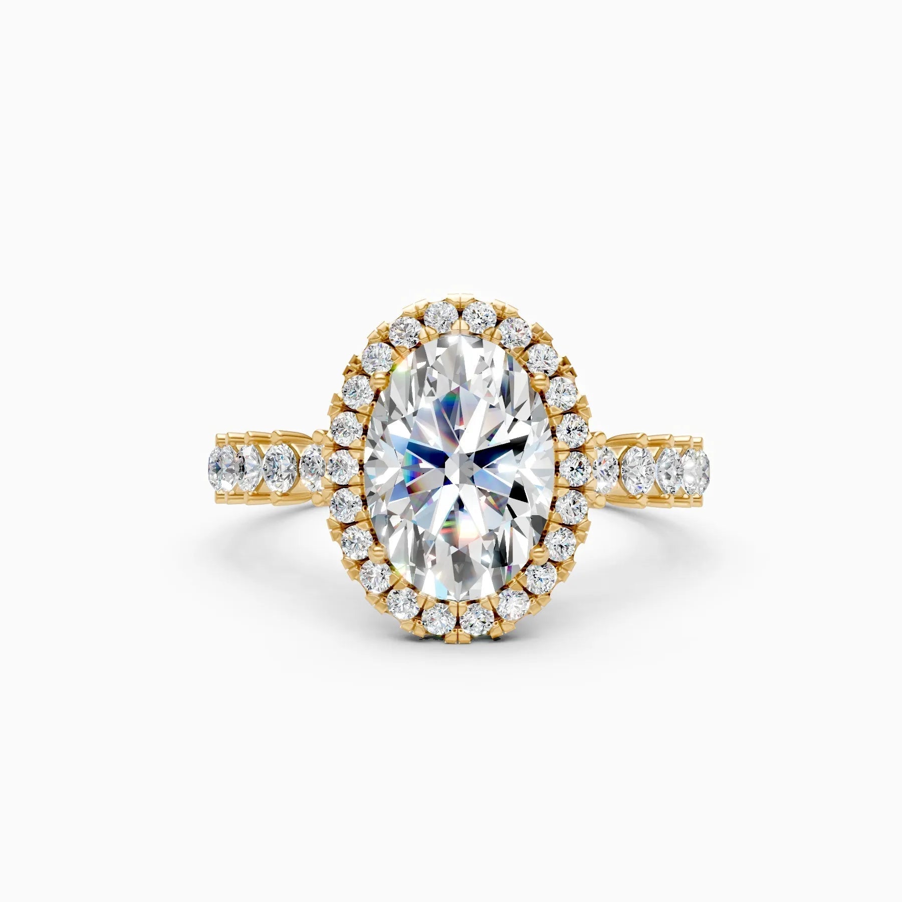 ��Mira | Oval Sollitaire with Halo and Pave Ring�� Rings VD_AYN��- Lab Grown Diamonds Jewellery