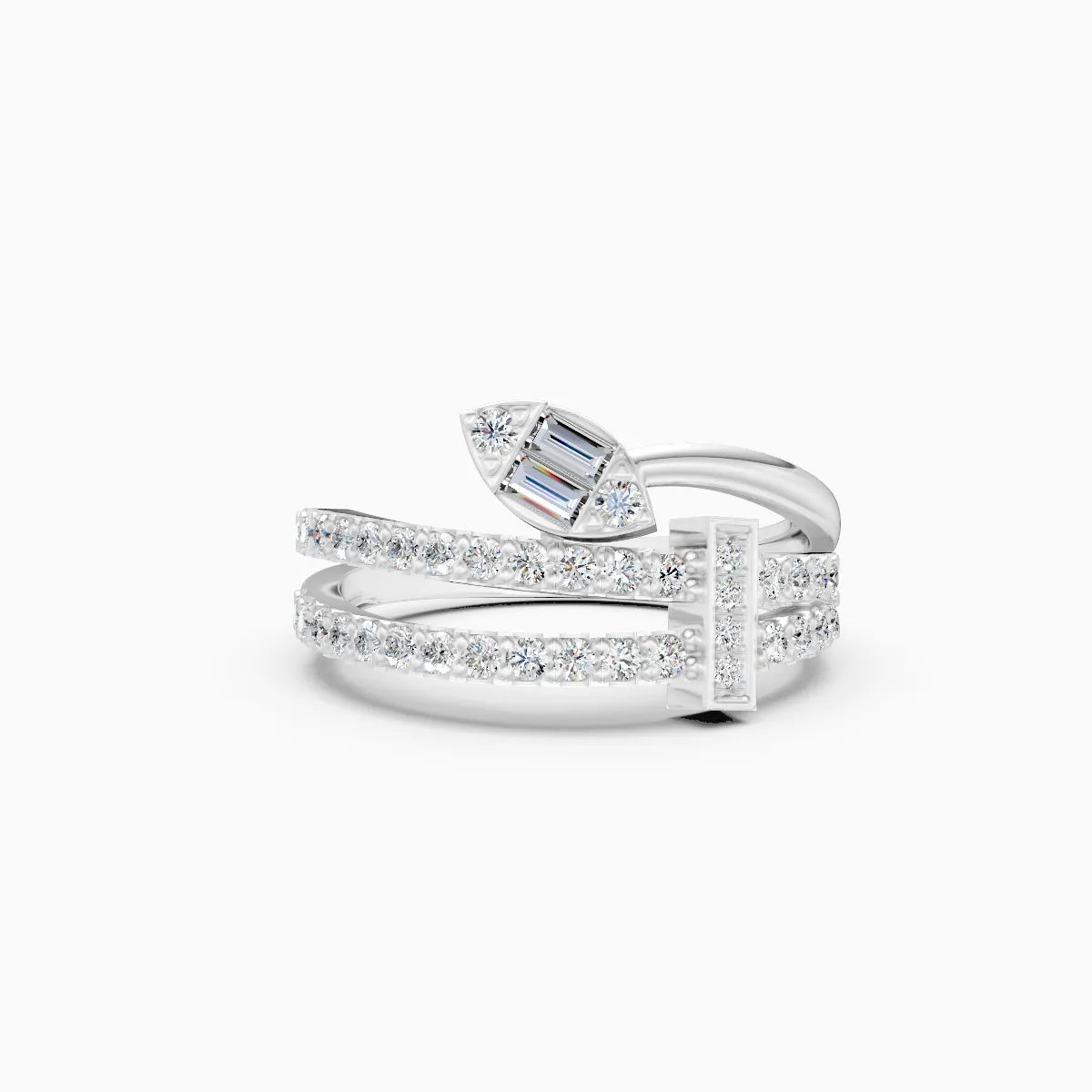 ��Laya | Round & Baguette Lab Grown Diamond Open Ring�� Rings VD_AYN��- Lab Grown Diamonds Jewellery