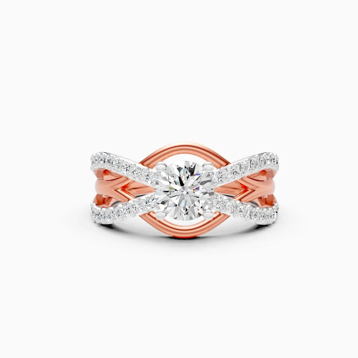 ��Foreva | Round Solitaire Criss-Cross Ring�� Rings VD_AYN��- Lab Grown Diamonds Jewellery