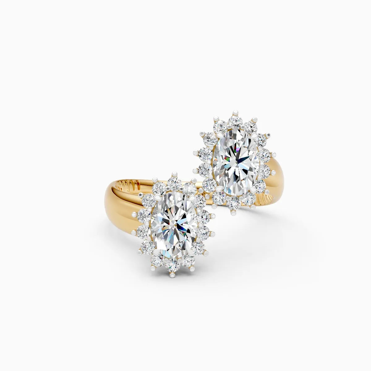 ��Sol | Oval Lab Grown Diamond with Halo Open Ring�� Rings VD_AYN��- Lab Grown Diamonds Jewellery