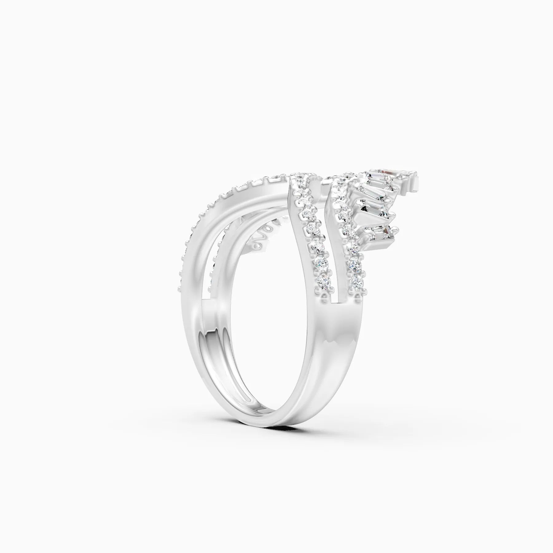 ��Raya | Round & Baguette Crown Ring�� Rings VD_AYN��- Lab Grown Diamonds Jewellery