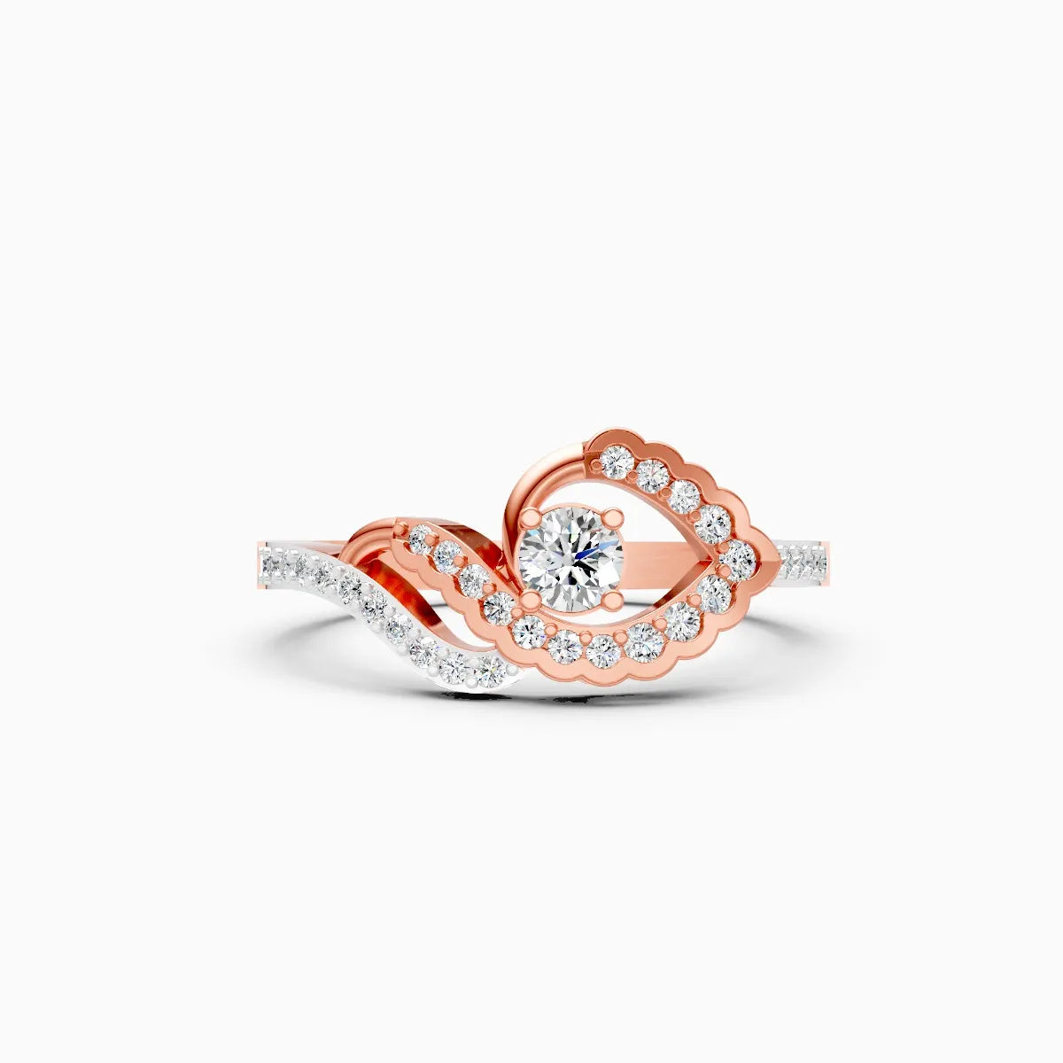 ��Foreva | Round Solitaire Lab Grown Diamond Wave Ring�� Rings VD_AYN��- Lab Grown Diamonds Jewellery