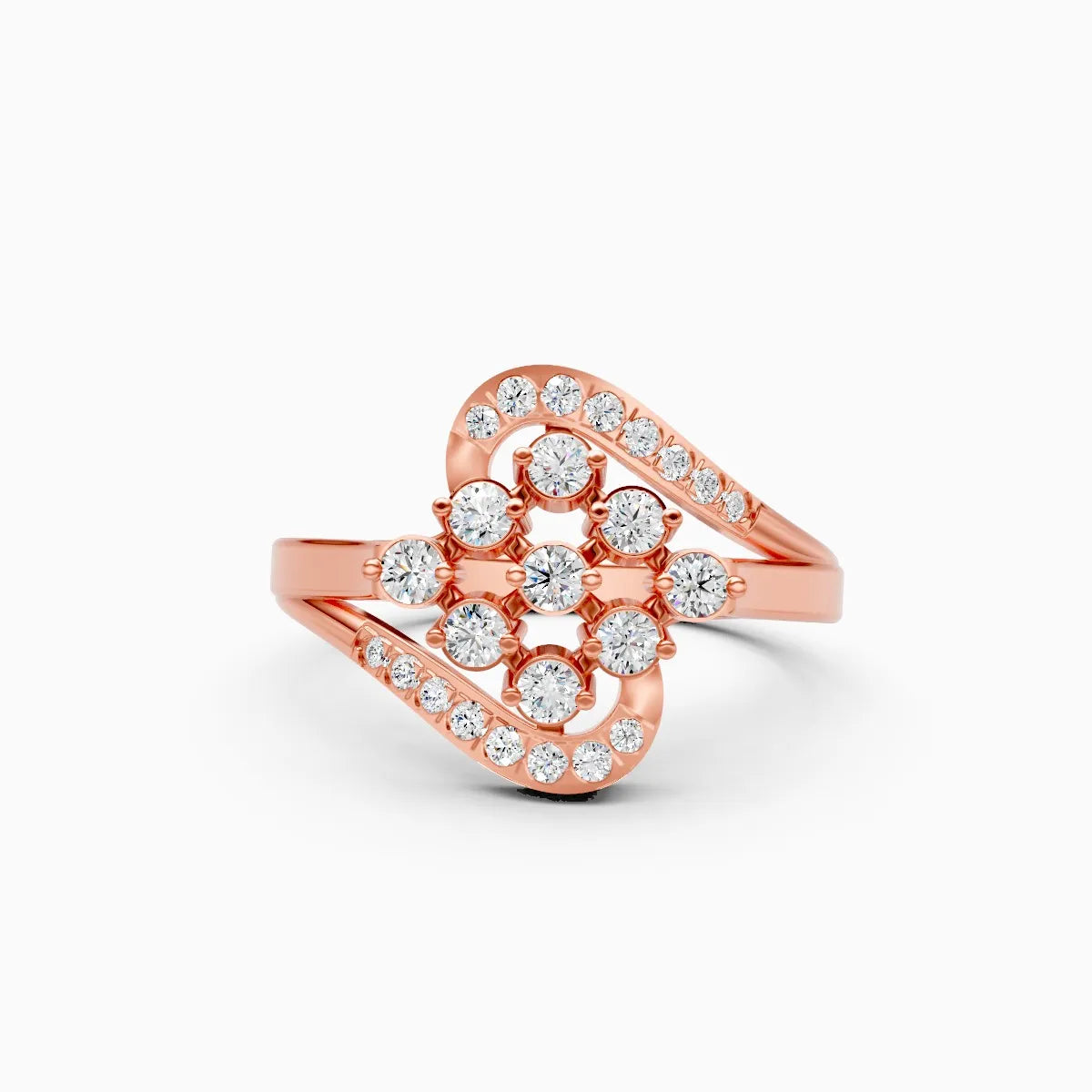 ��Celestia | Round Lab Grown Diamonds Lattice Cluster Ring�� Rings VD_AYN��- Lab Grown Diamonds Jewellery