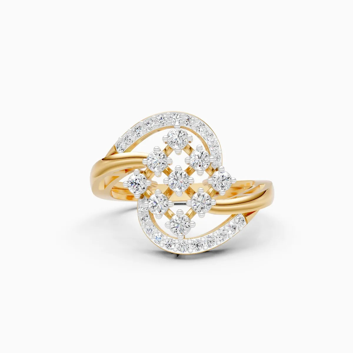 ��Celestia | Round Lab Grown Diamond Lattice Design Ring�� Rings VD_AYN��- Lab Grown Diamonds Jewellery