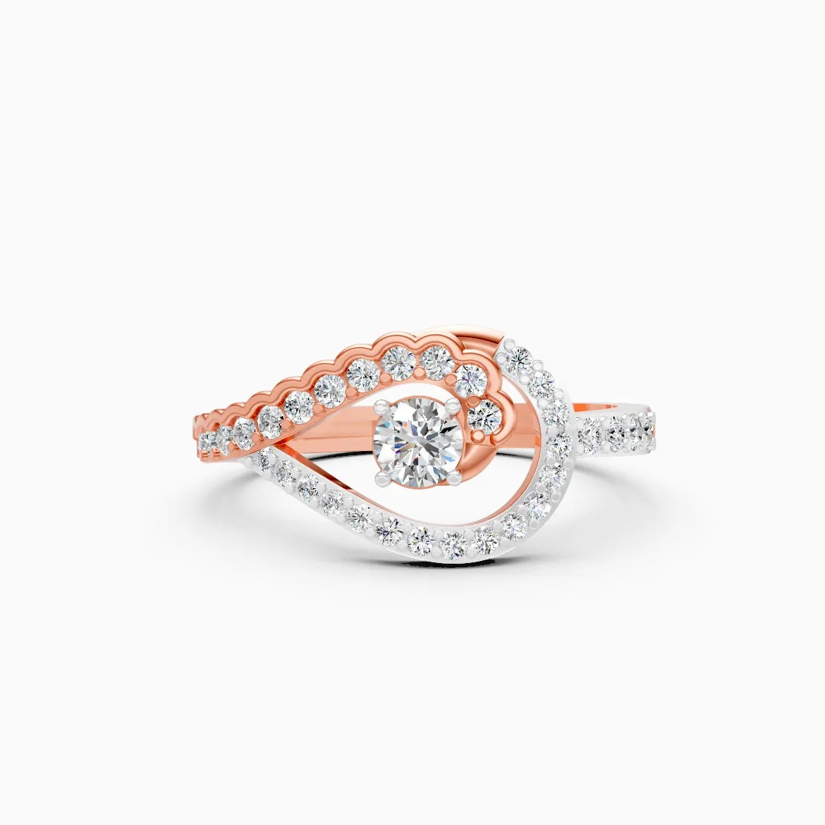 ��Mira | Two-Tone Round Lab Grown Diamond Halo Ring�� Rings VD_AYN��- Lab Grown Diamonds Jewellery