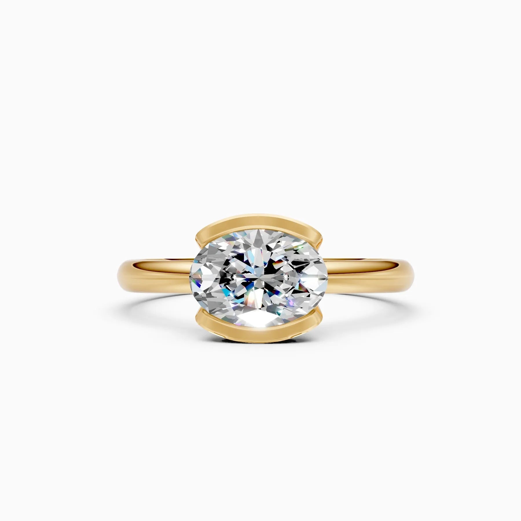 ��Amora | Oval Solitaire Half Bezel Ring�� Rings VD_AYN��- Lab Grown Diamonds Jewellery