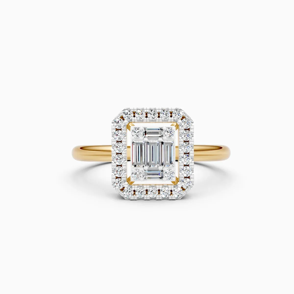 ��Mira | Baguette & Round Lab Grown Diamonds Halo Ring�� Rings VD_AYN��- Lab Grown Diamonds Jewellery