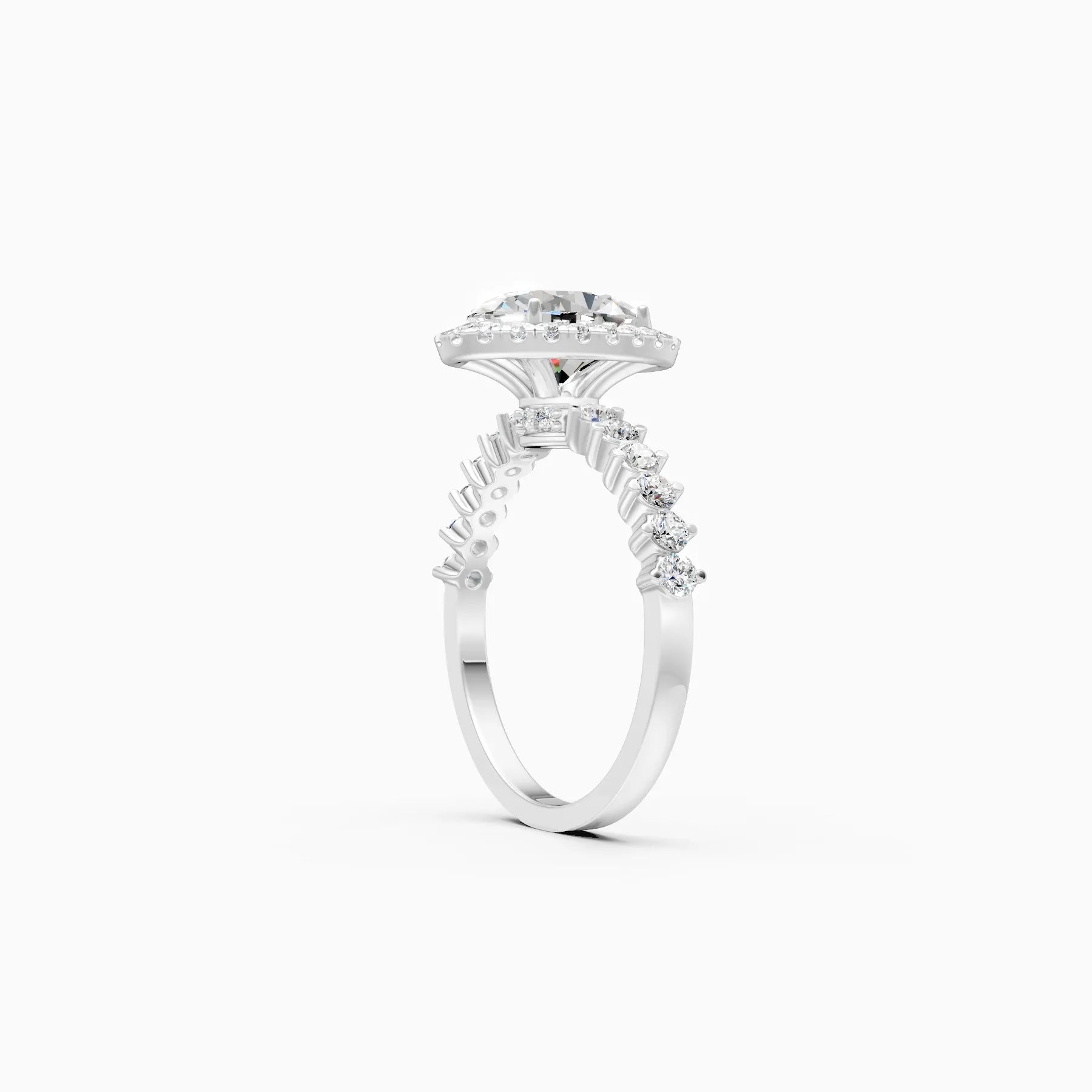 ��Mira | Oval Sollitaire with Halo and Pave Ring�� Rings VD_AYN��- Lab Grown Diamonds Jewellery