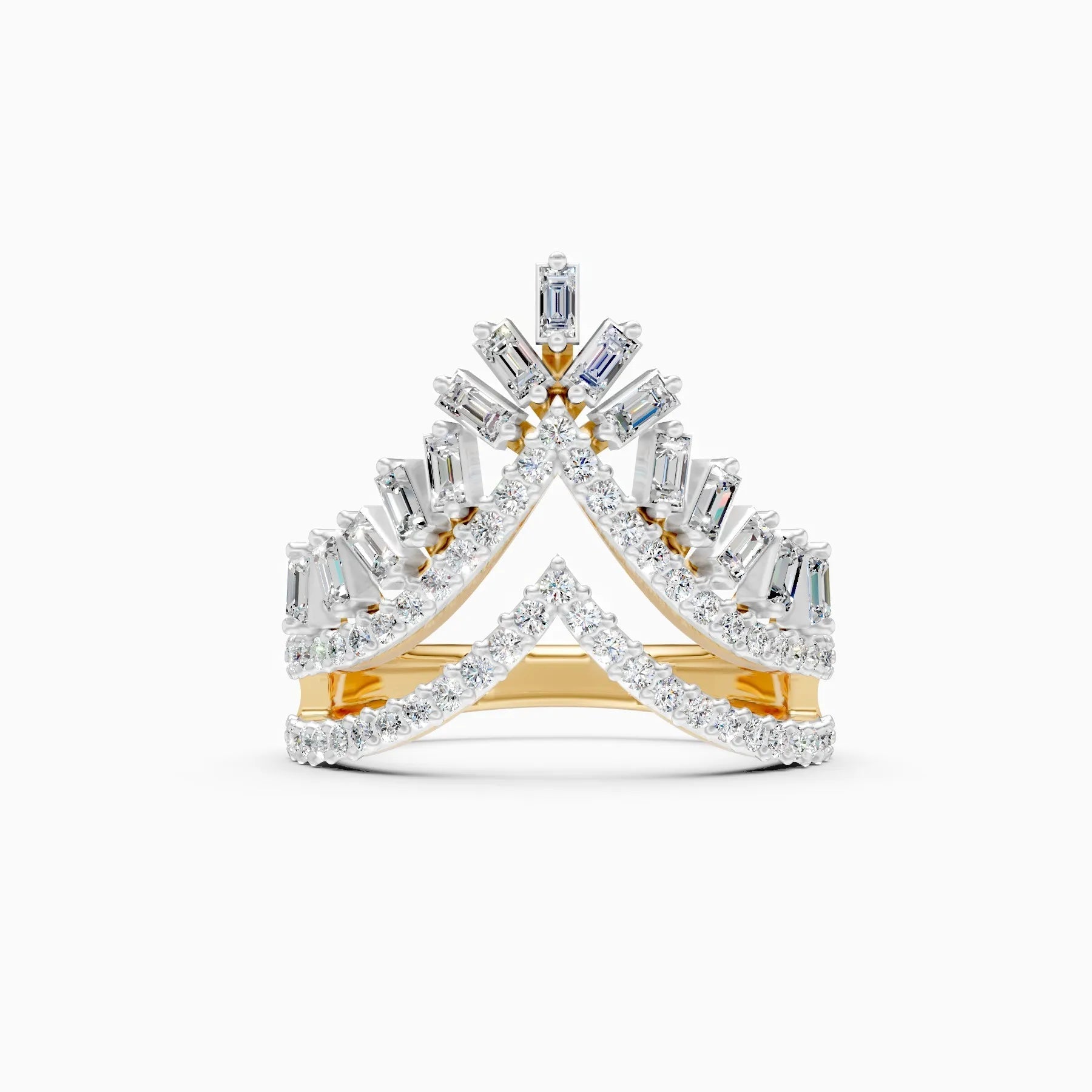 ��Raya | Round & Baguette Crown Ring�� Rings VD_AYN��- Lab Grown Diamonds Jewellery