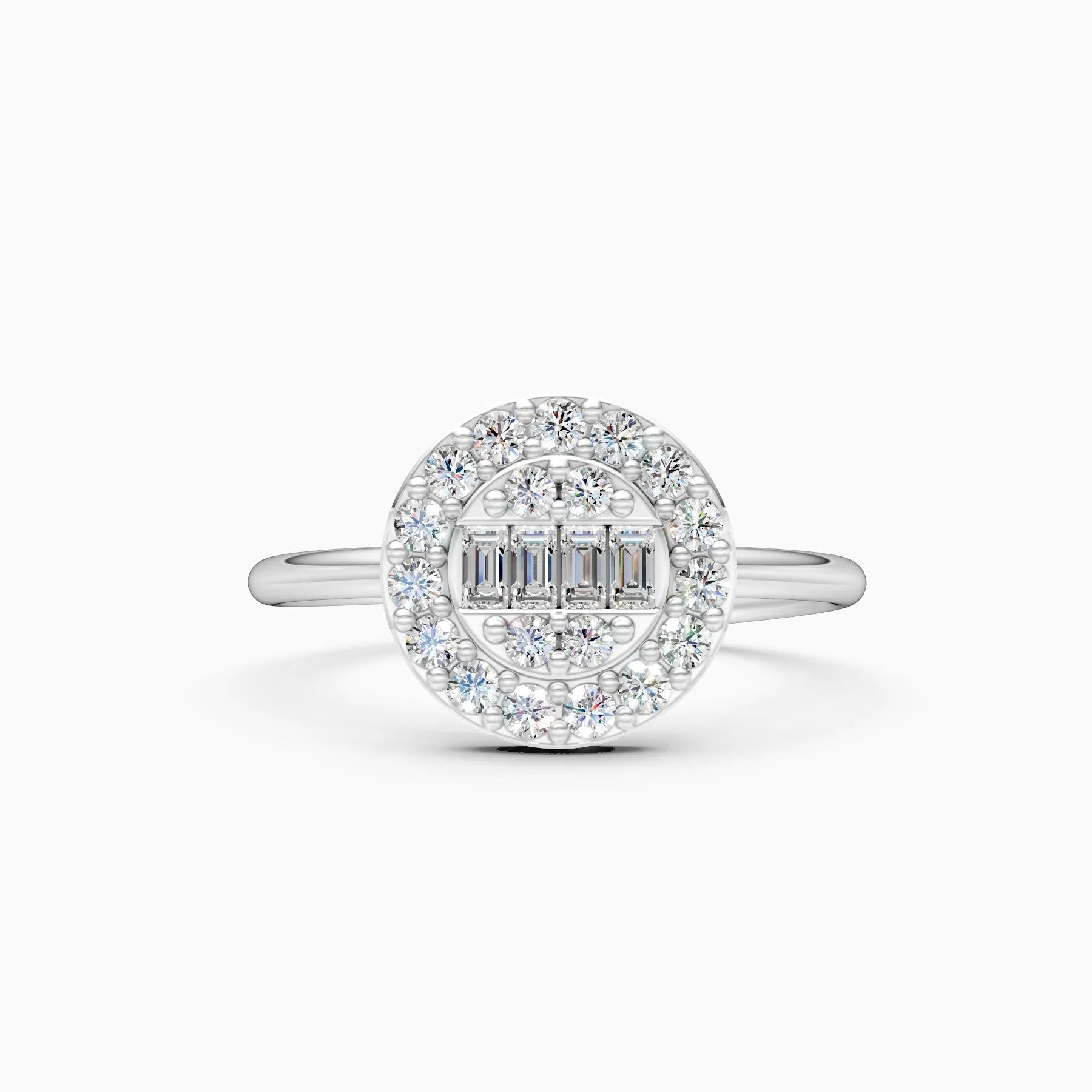 ��Sol | Round & Baguette Lab Grown Diamond Halo Ring�� Rings VD_AYN��- Lab Grown Diamonds Jewellery