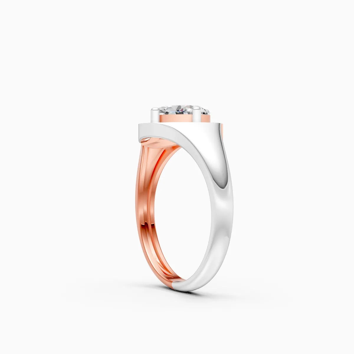 ��Amora | Two-Tone Oval Solitaire Bypass Ring�� Rings VD_AYN��- Lab Grown Diamonds Jewellery