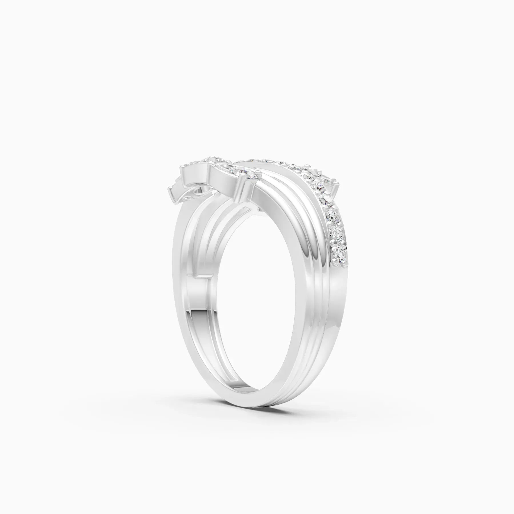 ��Flora | Round Lab Grown Diamond Leaf Design Ring�� Rings VD_AYN��- Lab Grown Diamonds Jewellery