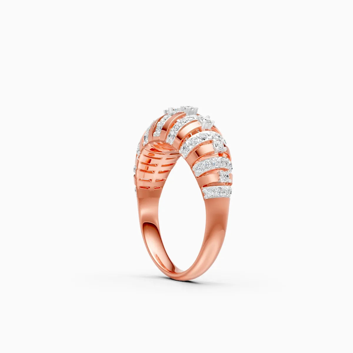��Mode | Striped Design Round Lab Grown Diamond Ring�� Rings VD_AYN��- Lab Grown Diamonds Jewellery