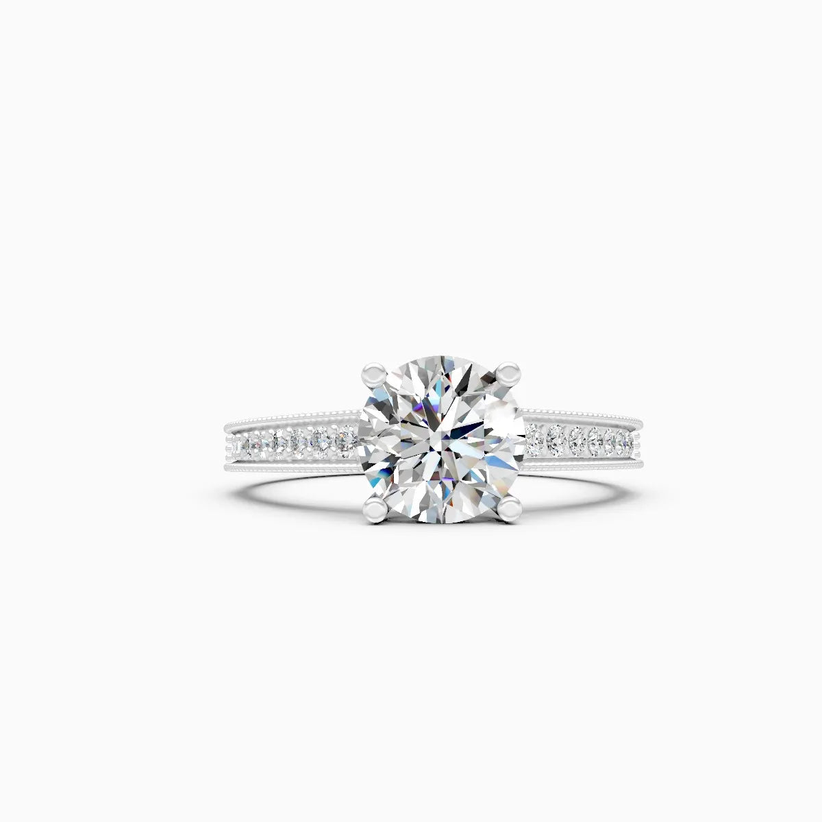 ��Amara | Round Lab Grown Diamond Solitaire with Side-Stones Ring�� Rings VD_AYN��- Lab Grown Diamonds Jewellery