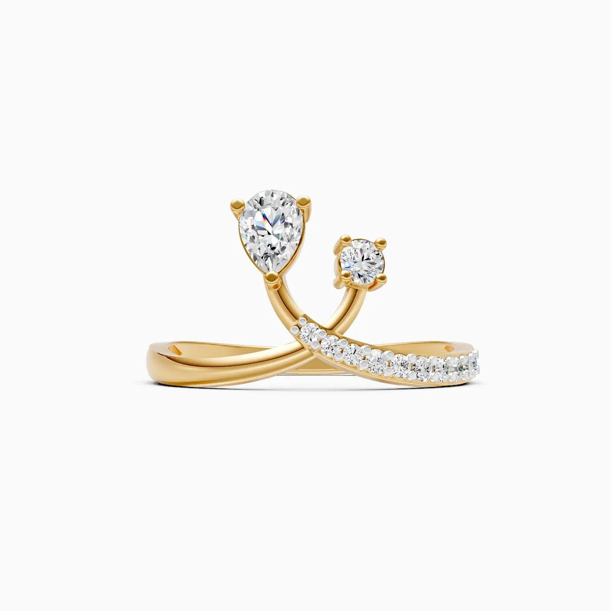 ��Mode | Round & Pear Lab Grown Diamond Criss-Cross Ring�� Rings VD_AYN��- Lab Grown Diamonds Jewellery