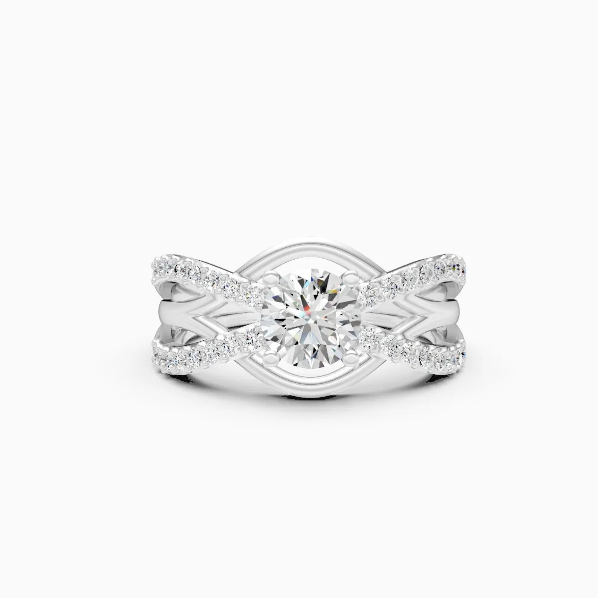 ��Foreva | Round Solitaire Criss-Cross Ring�� Rings VD_AYN��- Lab Grown Diamonds Jewellery