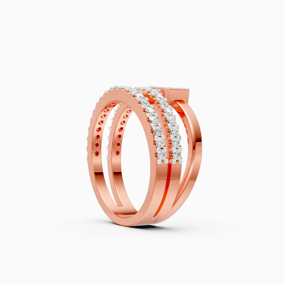 ��Laya | Round & Baguette Lab Grown Diamonds Split Band Ring�� Rings VD_AYN��- Lab Grown Diamonds Jewellery