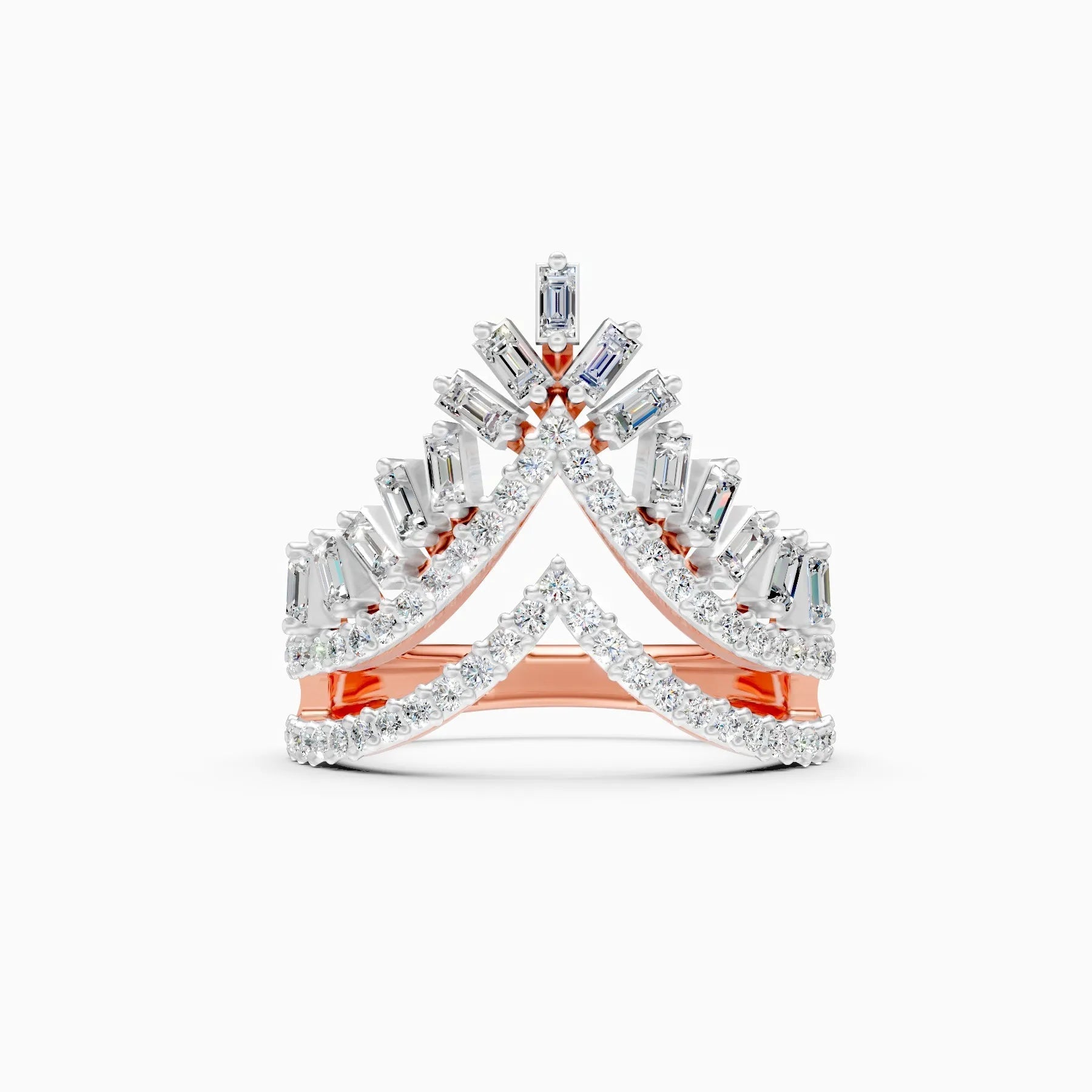 ��Raya | Round & Baguette Crown Ring�� Rings VD_AYN��- Lab Grown Diamonds Jewellery